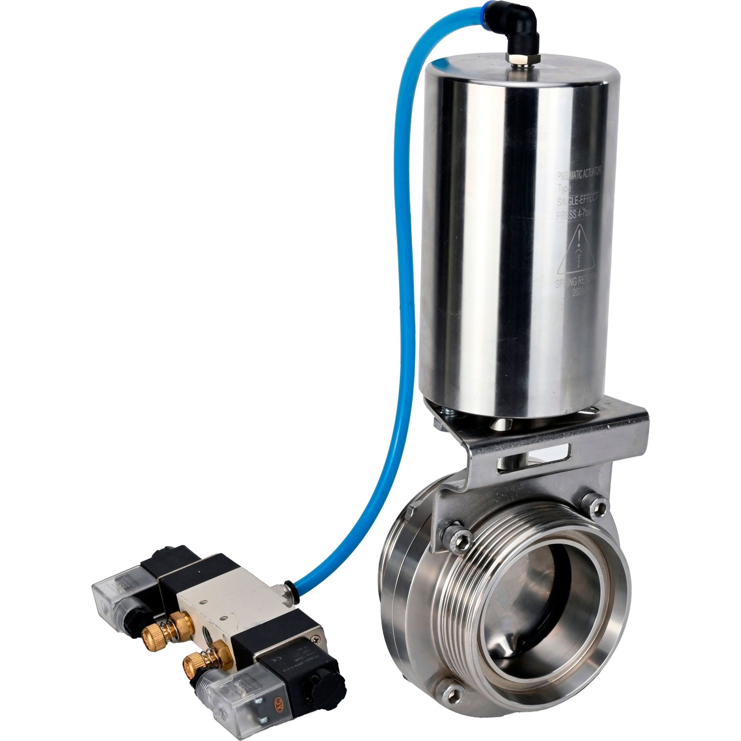 Water Butterfly valves Elephant WBV3131S-2W-T-H, body material - stainless steel AISI 304, seal - Silicon, with pneumatic actuator PA-SA-85, pneumatic distributor 4V320-10 220V