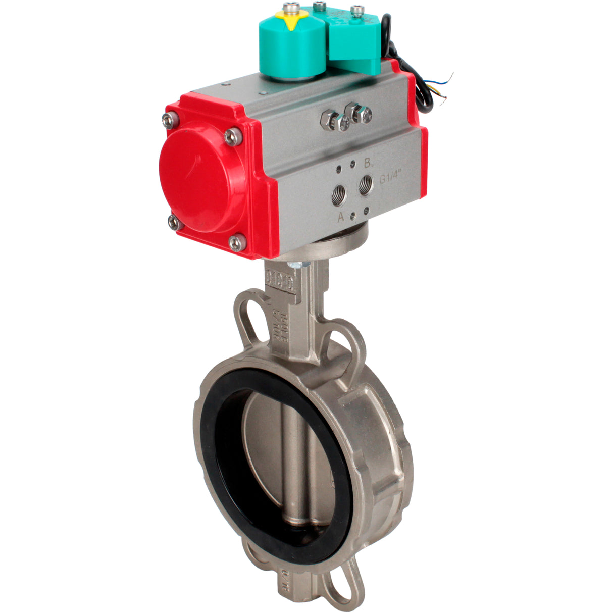 Water Butterfly Valve Elephant WBV3232V-2W-Fb-H DN50-300 16 bar case - 316L stainless steel, disc - 316L stainless steel, seal - Viton, with pneumatic drive PA-DA-XXX and ALS200D magnetic switch