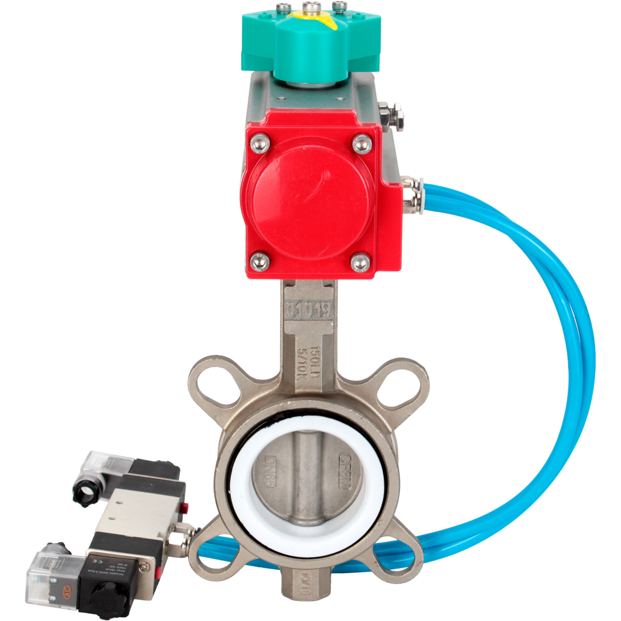 Water Butterfly Valve Elephant WBV3232P-2W-Fb-H DN40-300 16 bar case - 316L stainless steel, disc - 316L stainless steel, seal - PTFE, with pneumatic actuator PA-DA-XXX, pneumatic distributor 4V320-08 220V and ALS200D magnetic switch