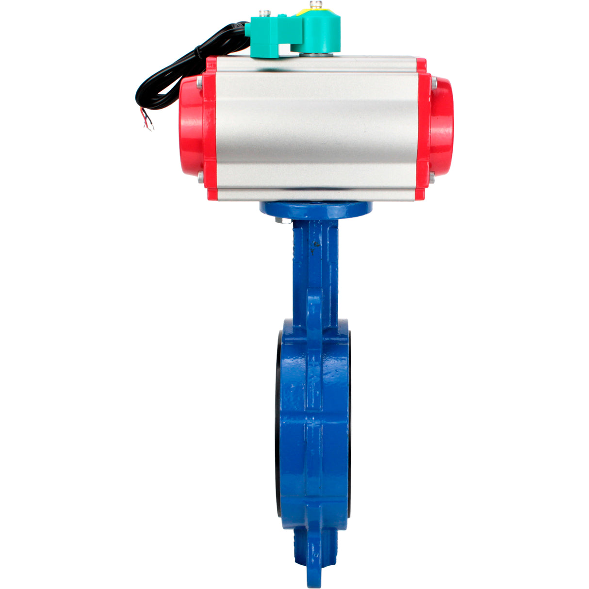 Water Butterfly Valve Elephant WBV3432V-2W-Fb-H DN50-300 16 bar body - WCB carbon steel, disc - 316L stainless steel, seal - Viton, with pneumatic actuator PA-DA-XXX, pneumatic distributor 4M310-08 NAMUR 220V and ALS200D magnetic switch