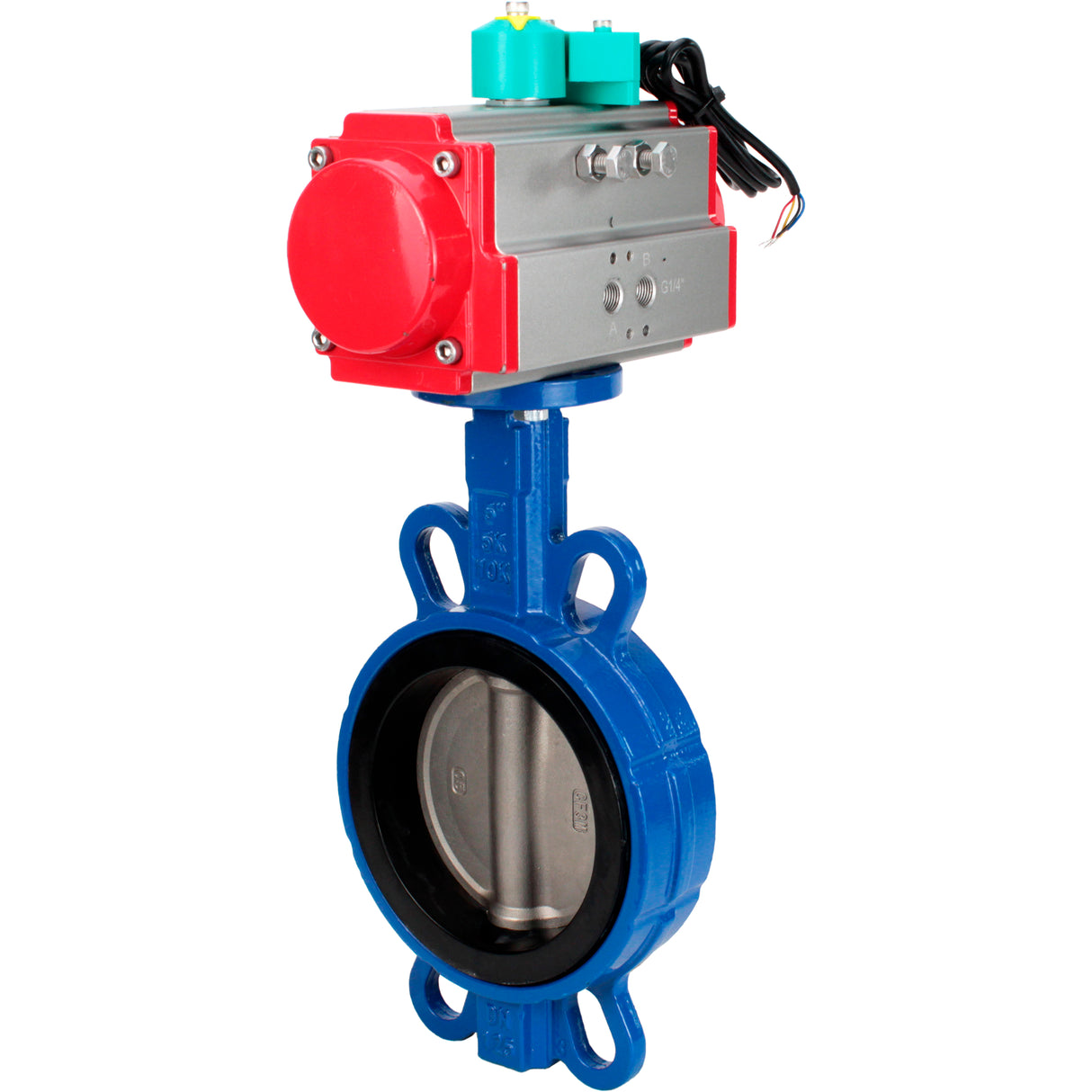 Water Butterfly Valve Elephant WBV3432V-2W-Fb-H DN50-300 16 bar case - 316L stainless steel, disc - 316L stainless steel, seal - Viton, with pneumatic drive PA-DA-XXX and ALS200D magnetic switch