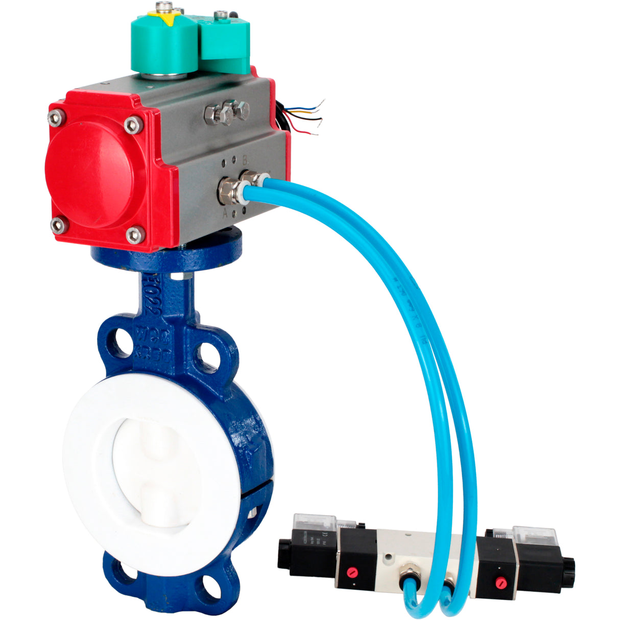 Disc rotary valves Elephant WBV3434Pf-2W-Fb-H DN50-300 16 bar body - WCB carbon steel, disc - WCB carbon steel, PTFE lined, seal - PTFE, with PA-DA-XXX, 4V320-10 220V и ALS200D