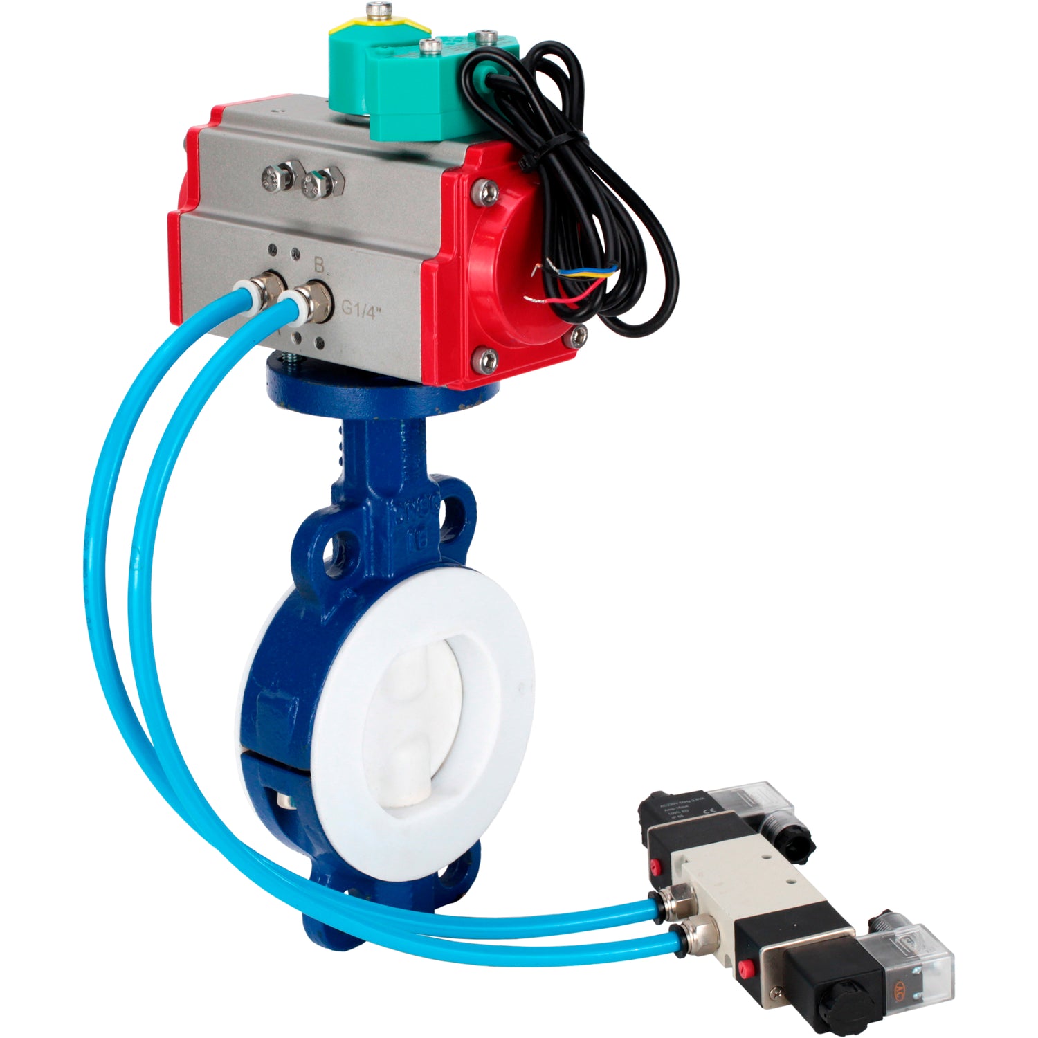 Disc rotary valves Elephant WBV3434Pf-2W-Fb-H DN50-300 16 bar body - WCB carbon steel, disc - WCB carbon steel, PTFE lined, seal - PTFE, with PA-DA-XXX, 4V320-10 220V и ALS200D