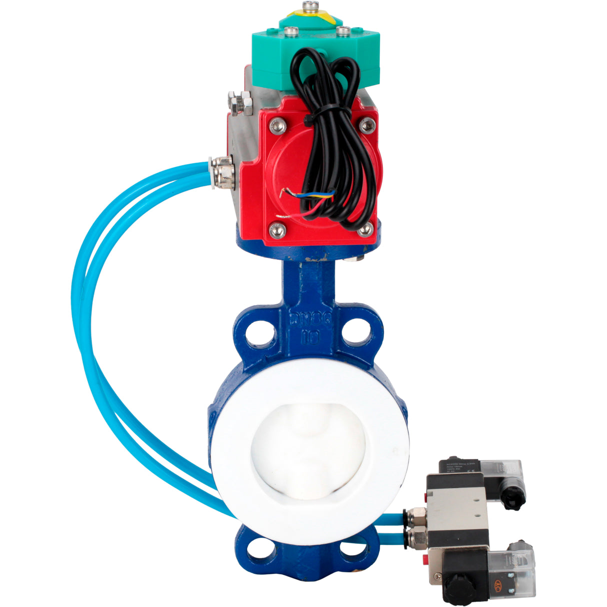 Disc rotary valves Elephant WBV3434Pf-2W-Fb-H DN50-300 16 bar body - WCB carbon steel, disc - WCB carbon steel, PTFE lined, seal - PTFE, with PA-DA-XXX, 4V320-10 220V и ALS200D