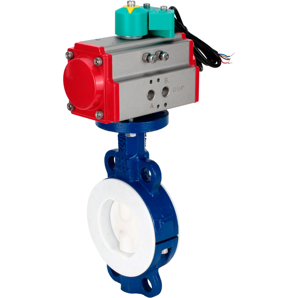 Disc rotary valves Elephant WBV3434Pf-2W-Fb-H DN50-300 16 bar body - WCB carbon steel, disc - WCB carbon steel, PTFE lined, seal - PTFE, with pneumatic drive PA-DA-XXX and ALS200D magnetic switch