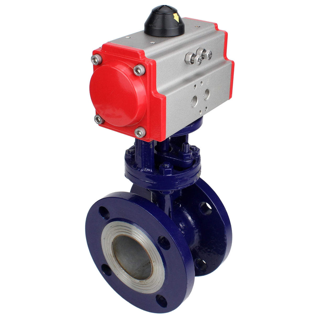 Water Butterfly Valve Elephant WBV3EX-3431M-1W-F-ISO, body material - Carbon steel, disk material - Stainless steel AISI 304, seal - Metal, pneumatic actuator PA-SA with return springs