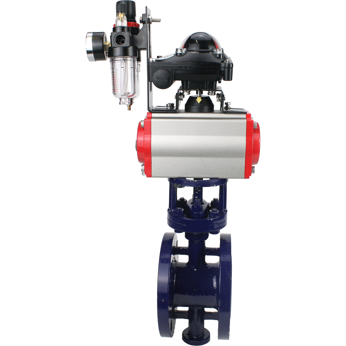Water Butterfly Valve Elephant WBV3EX-3431M-1W-F-ISO, body material - Carbon steel, disk material - Stainless steel AISI 304, seal - Metal, pneumatic actuator PA-DA double action, 4M310-08 NAMUR 220V, LSU APL-210N ATU AFC2000