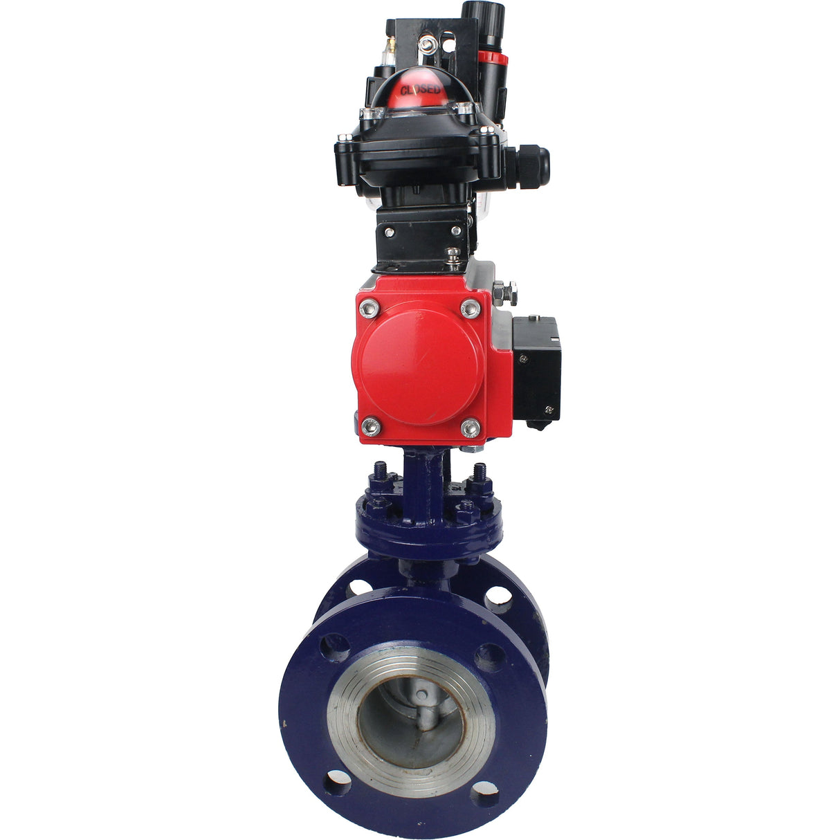 Water Butterfly Valve Elephant WBV3EX-3432M-1W-F-ISO, body material - Carbon steel, disk material - Stainless steel AISI 316, seal - Metal, pneumatic actuator PA-SA with return springs, 4M310-08 NAMUR 24V, LSU APL-210N ATU AFC2000