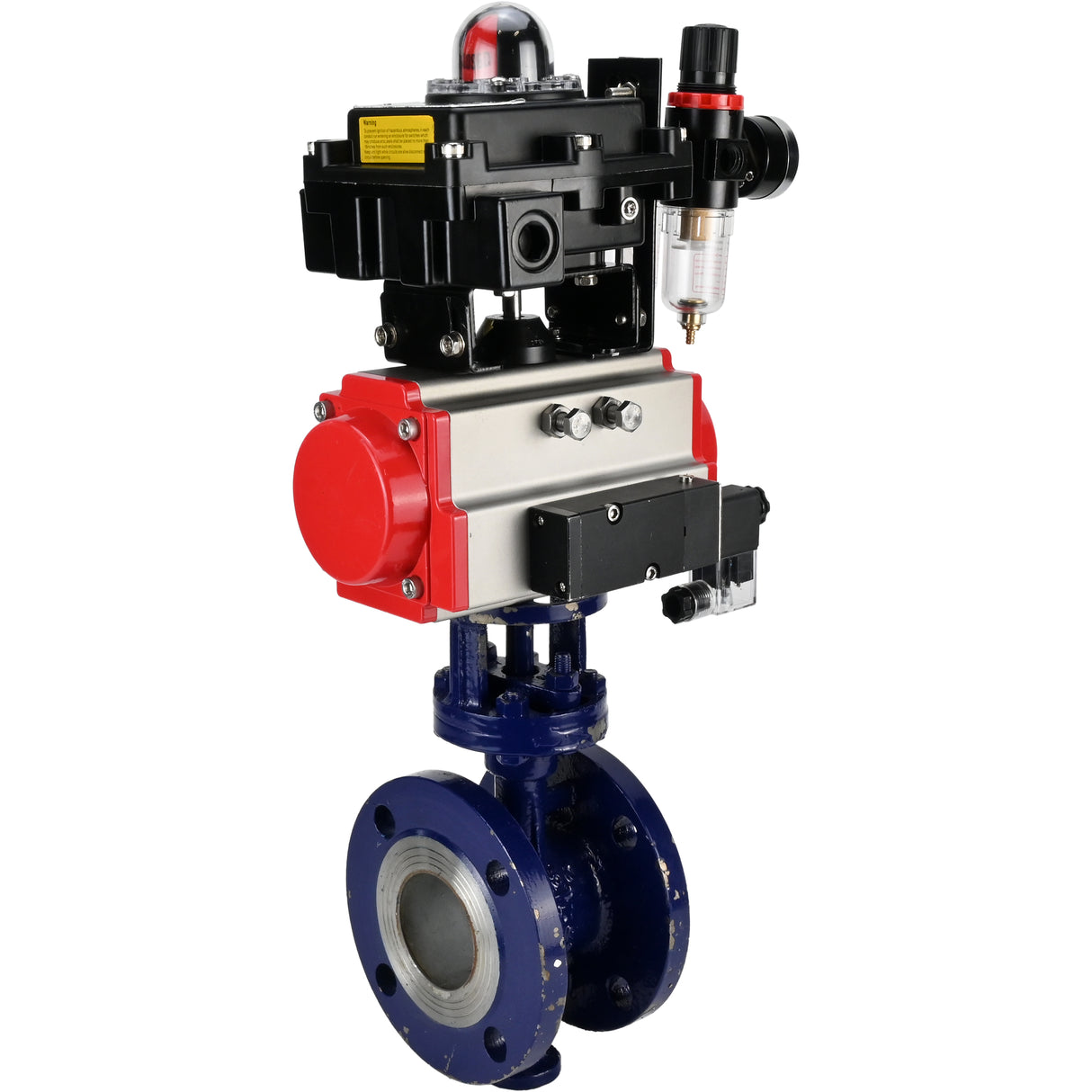 Water Butterfly Valve Elephant WBV3EX-3432M-1W-F-ISO, body material - Carbon steel, disk material - Stainless steel AISI 316, seal - Metal, pneumatic actuator PA-SA with return springs, 4M310-08 NAMUR 220V, LSU APL-410N EX ATU AFC2000