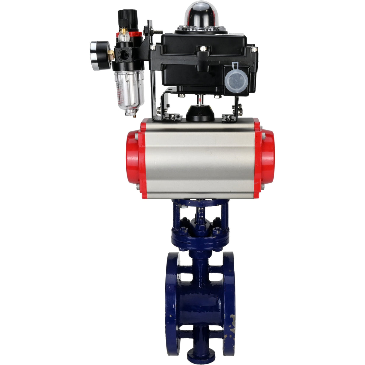Water Butterfly Valve Elephant WBV3EX-3432M-1W-F-ISO, body material - Carbon steel, disk material - Stainless steel AISI 316, seal - Metal, pneumatic actuator PA-SA with return springs, 4M310-08 NAMUR 24V, LSU APL-410N EX ATU AFC2000