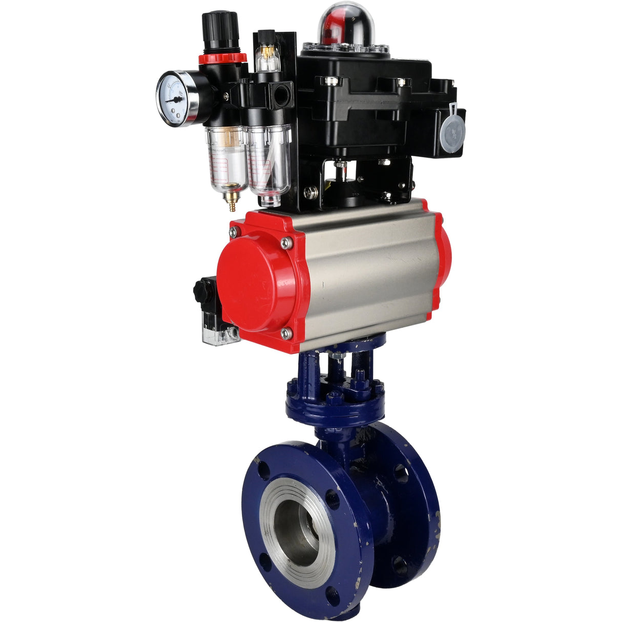 Water Butterfly Valve Elephant WBV3EX-3432M-1W-F-ISO, body material - Carbon steel, disk material - Stainless steel AISI 316, seal - Metal, pneumatic actuator PA-SA with return springs, 4M310-08 NAMUR 24V, LSU APL-410N EX ATU AFC2000