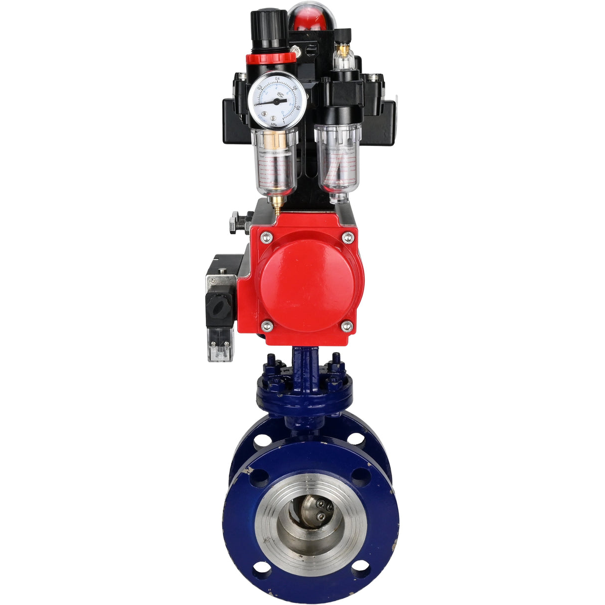 Water Butterfly Valve Elephant WBV3EX-3431M-1W-F-ISO, body material - Carbon steel, disk material - Stainless steel AISI 304, seal - Metal, pneumatic actuator PA-SA with return springs, 4M310-08 NAMUR 220V, LSU APL-410N EX ATU AFC2000
