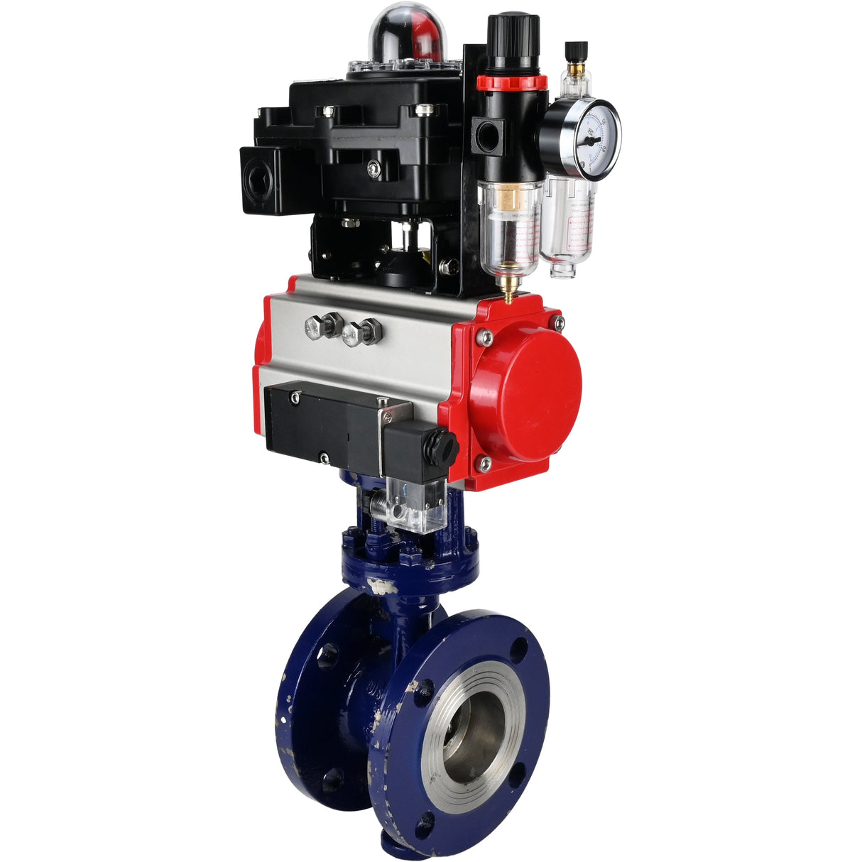 Water Butterfly Valve Elephant WBV3EX-3431M-1W-F-ISO, body material - Carbon steel, disk material - Stainless steel AISI 304, seal - Metal, pneumatic actuator PA-DA double action, 4M310-08 NAMUR 24V, LSU APL-410N EX ATU AFC2000