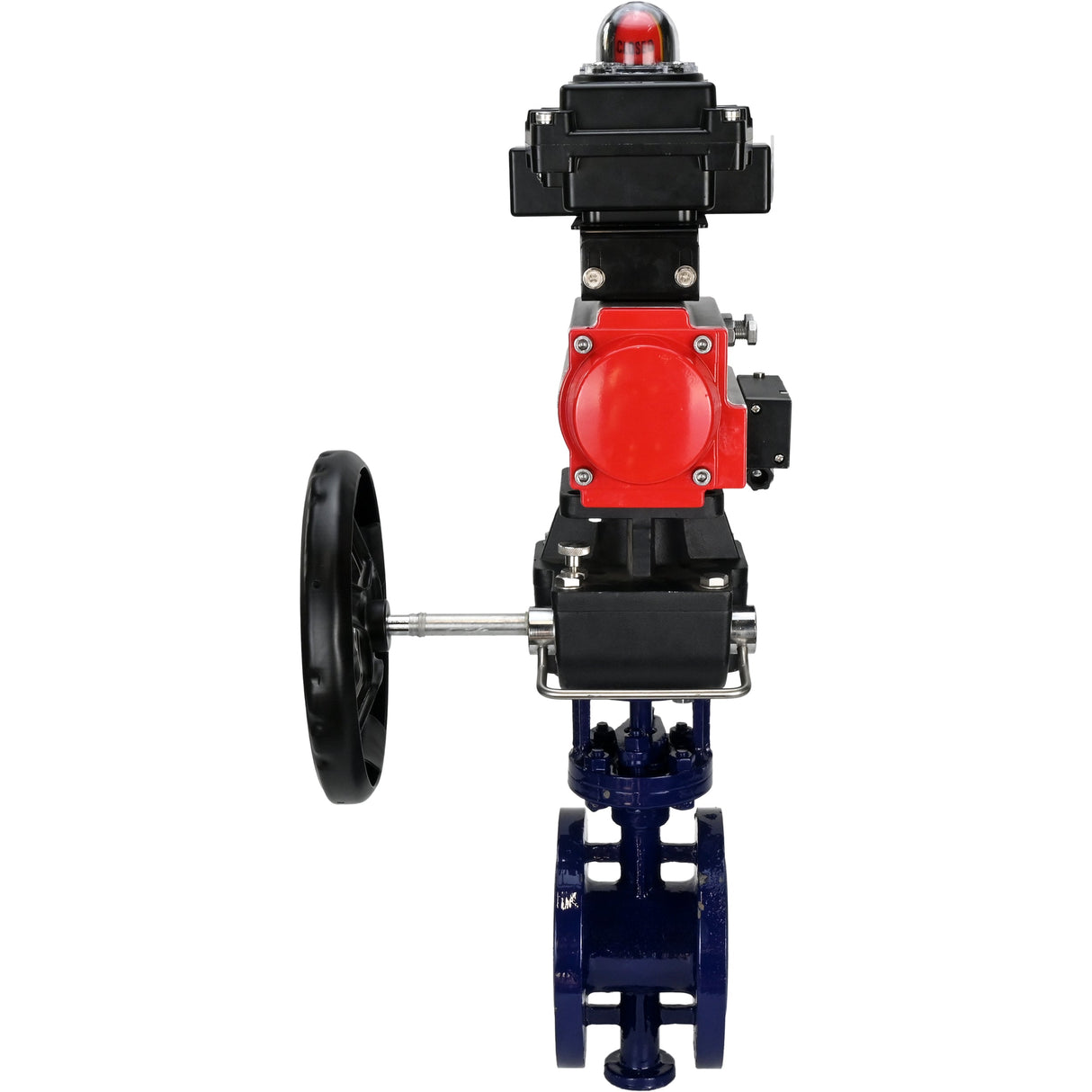 Water Butterfly Valve Elephant WBV3EX-3432M-1W-F-ISO, body material - Carbon steel, disk material - Stainless steel AISI 316, seal - Metal, pneumatic actuator PA-DA double action, 4M310-08 NAMUR 220V, LSU APL-410N EX, handwheel MON
