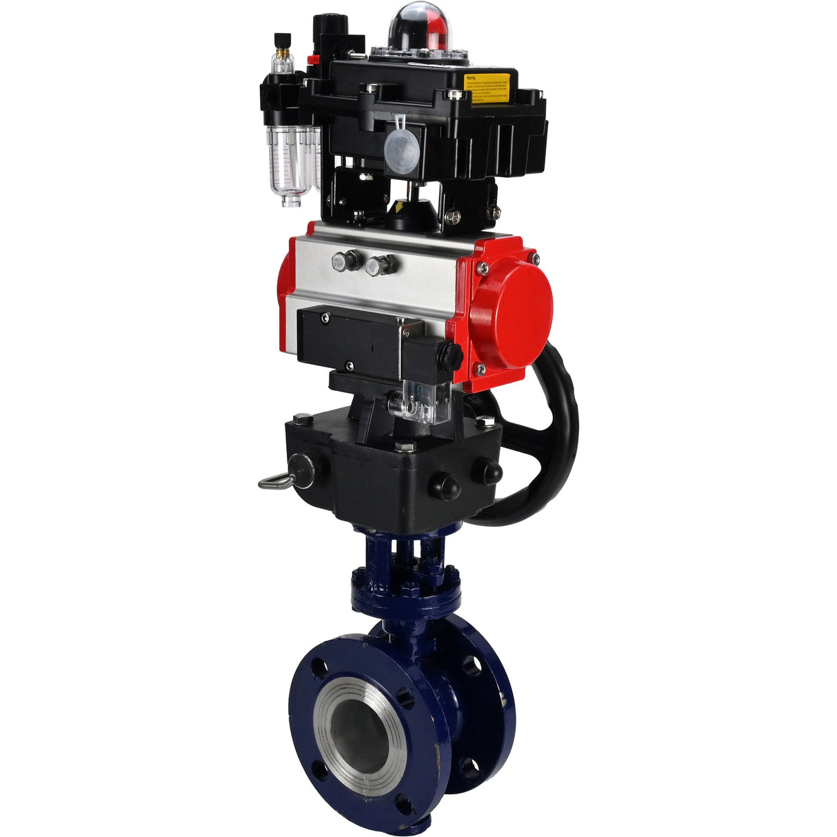 Water Butterfly Valve Elephant WBV3EX-3431M-1W-F-ISO, body material - Carbon steel, disk material - Stainless steel AISI 304, seal - Metal, pneumatic actuator PA-DA double action, 4M310-08 NAMUR 220V, LSU APL-410N EX, handwheel MON, ATU AFC2000