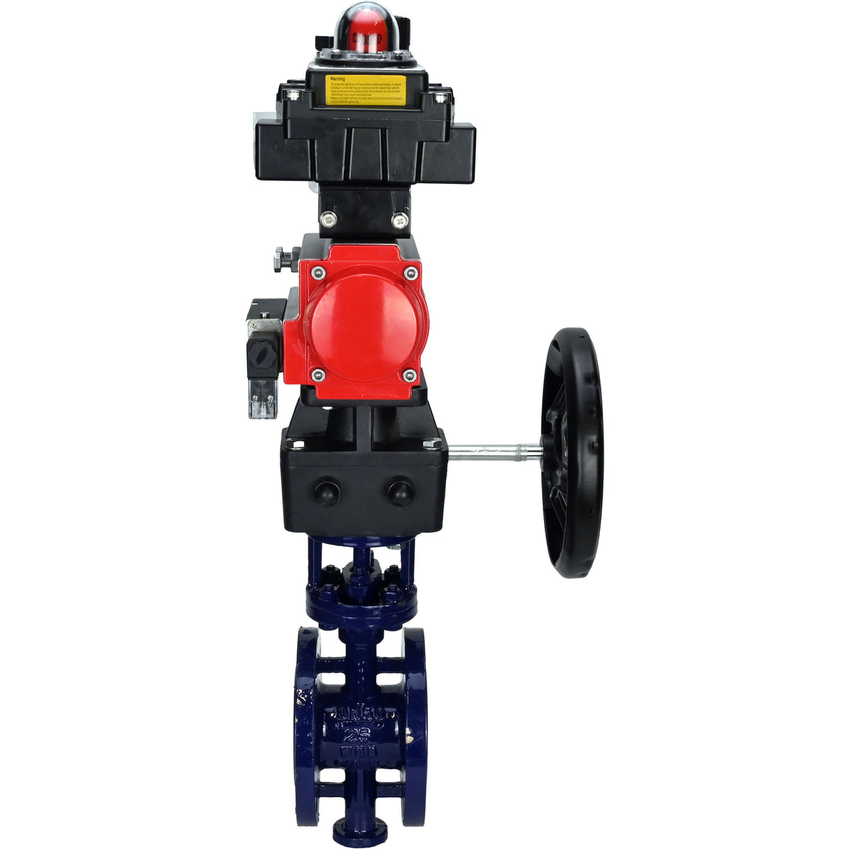 Water Butterfly Valve Elephant WBV3EX-3432M-1W-F-ISO, body material - Carbon steel, disk material - Stainless steel AISI 316, seal - Metal, pneumatic actuator PA-DA double action, 4M310-08 NAMUR 24V, LSU APL-410N EX, handwheel MON, ATU AFC2000