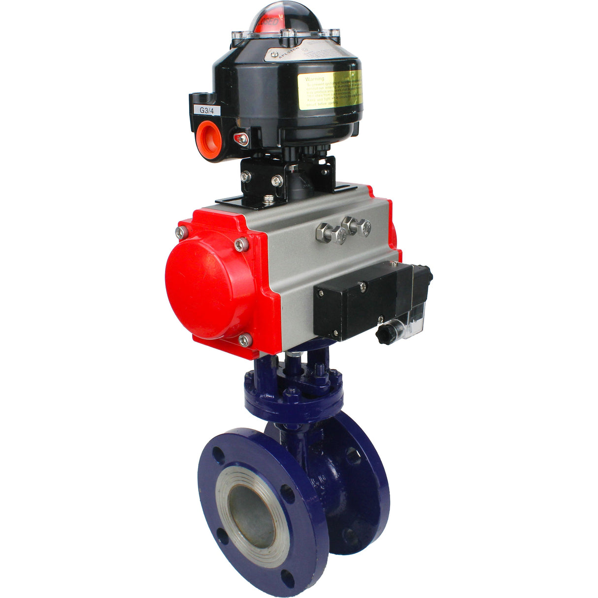 Water Butterfly Valve Elephant WBV3EX-3432M-1W-F-ISO, body material - Carbon steel, disk material - Stainless steel AISI 316, seal - Metal, pneumatic actuator PA-SA with return springs, 4M310-08 NAMUR 24V, LSU APL-510N EX
