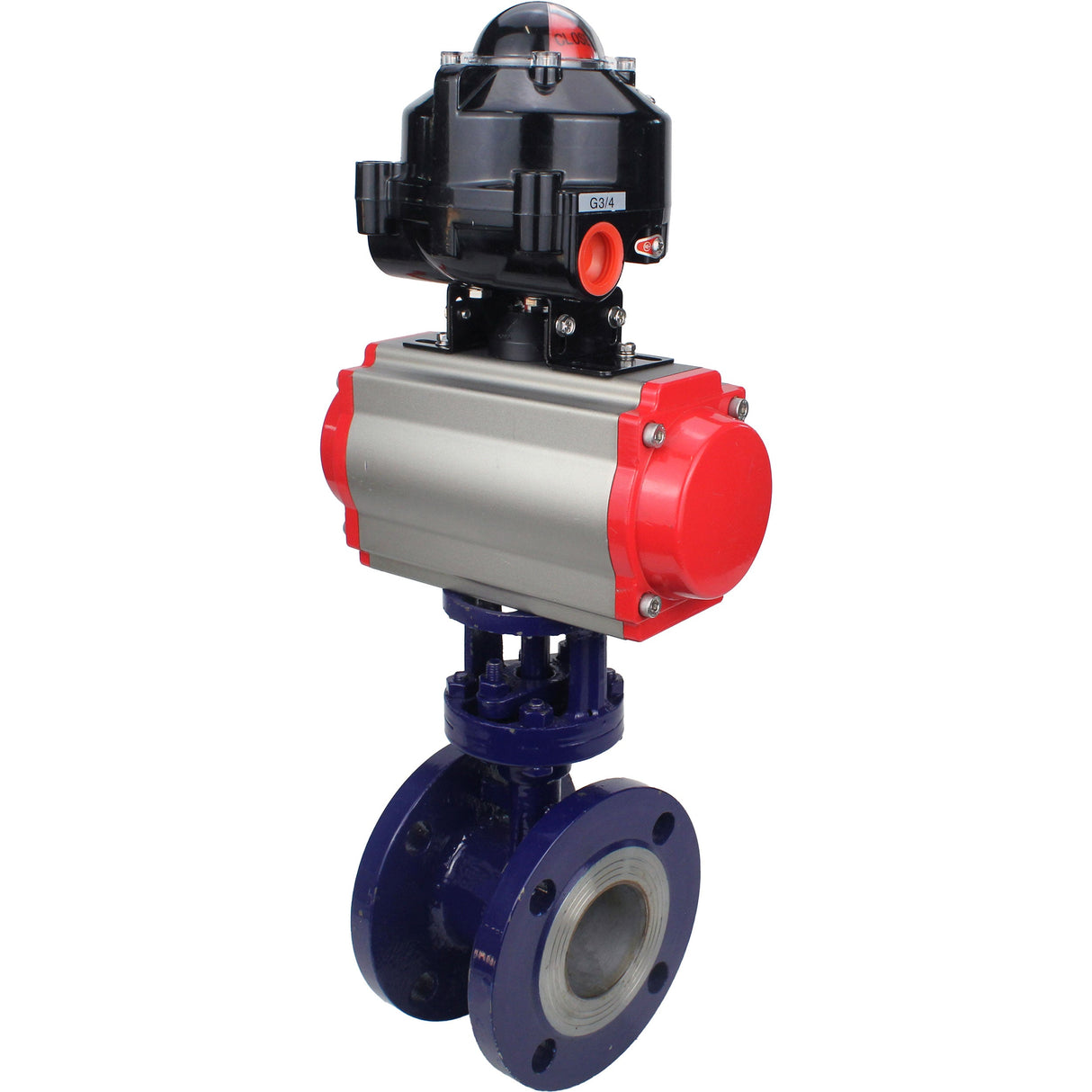 Water Butterfly Valve Elephant WBV3EX-3432M-1W-F-ISO, body material - Carbon steel, disk material - Stainless steel AISI 316, seal - Metal, pneumatic actuator PA-SA with return springs, 4M310-08 NAMUR 24V, LSU APL-510N EX
