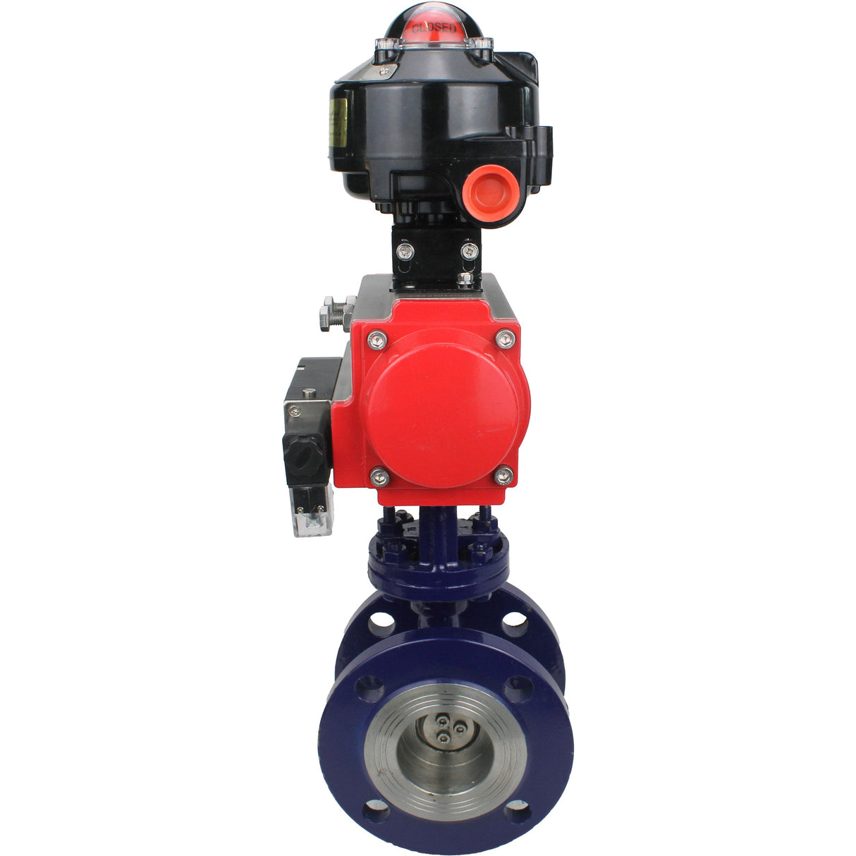 Water Butterfly Valve Elephant WBV3EX-3432M-1W-F-ISO, body material - Carbon steel, disk material - Stainless steel AISI 316, seal - Metal, pneumatic actuator PA-SA with return springs, 4M310-08 NAMUR 24V, LSU APL-510N EX