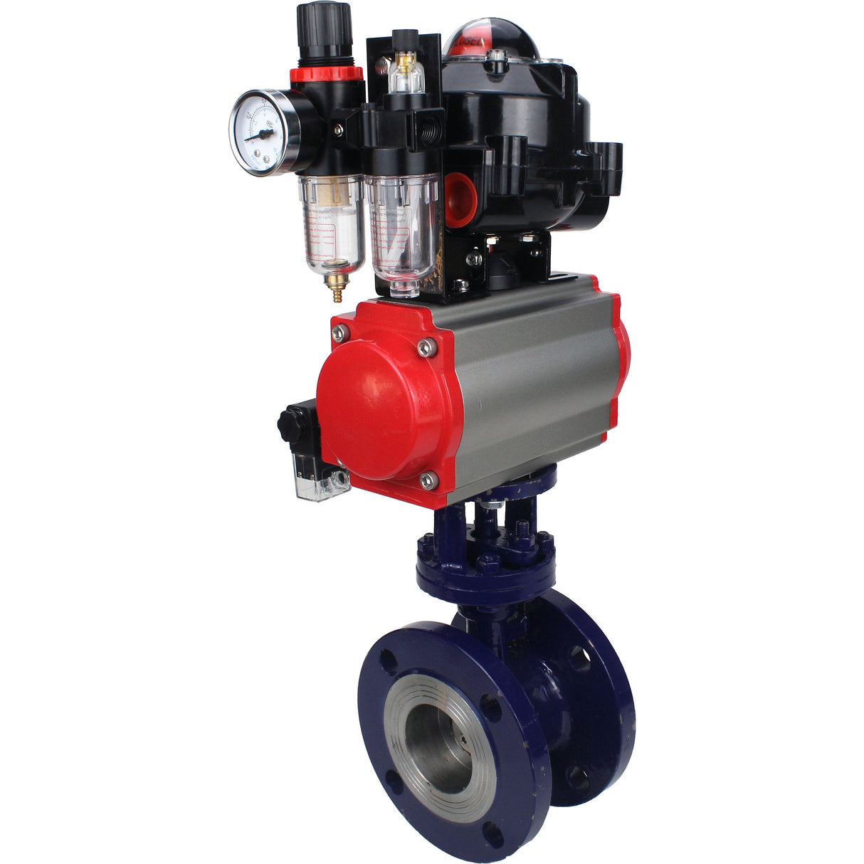 Water Butterfly Valve Elephant WBV3EX-3432M-1W-F-ISO, body material - Carbon steel, disk material - Stainless steel AISI 316, seal - Metal, pneumatic actuator PA-SA with return springs, 4M310-08 NAMUR 24V, LSU APL-510N EX, ATU AFC2000