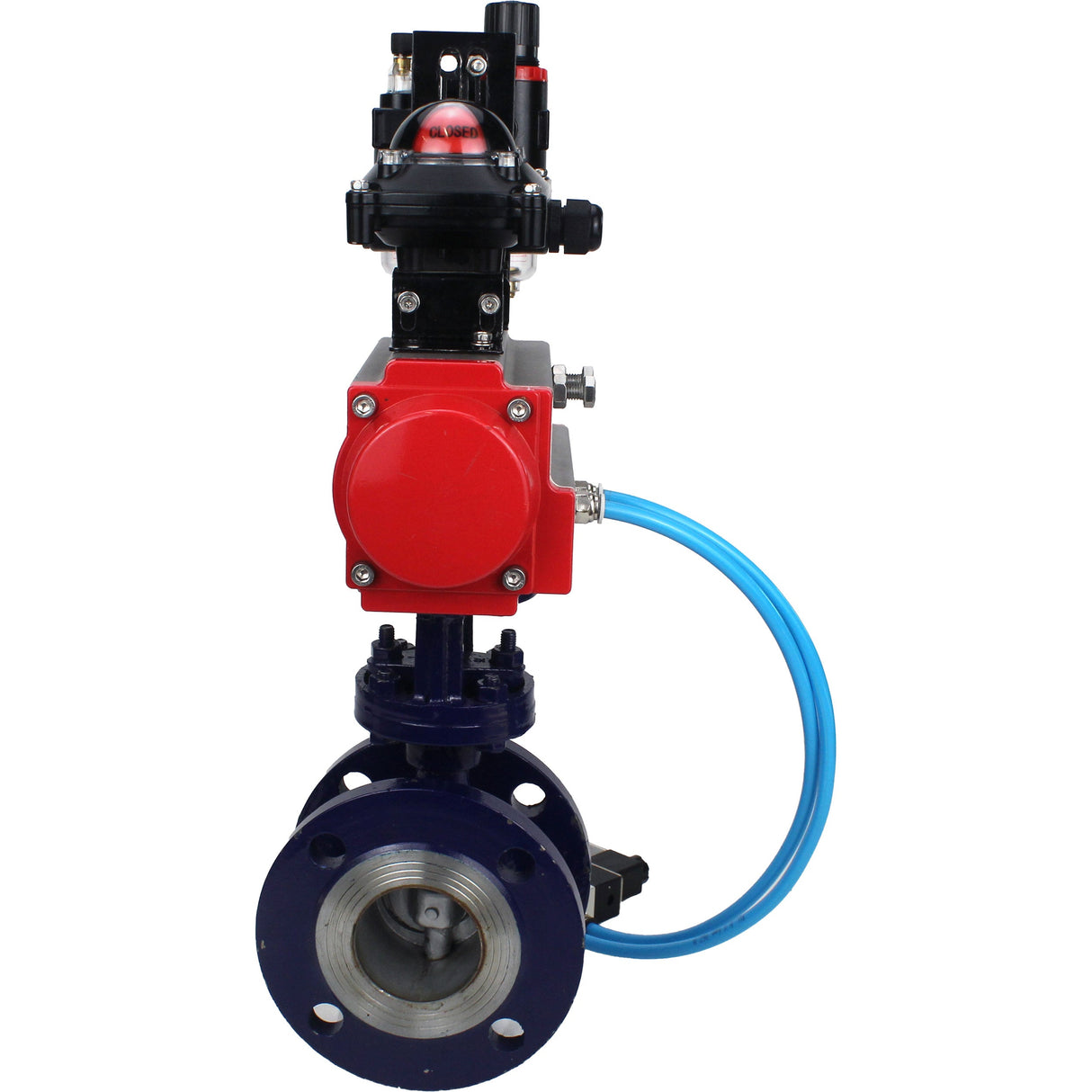 Water Butterfly Valve Elephant WBV3EX-3432M-1W-F-ISO, body material - Carbon steel, disk material - Stainless steel AISI 316, seal - Metal, pneumatic actuator PA-SA with return springs, 4V320-10 220V, LSU APL-210N ATU AFC2000