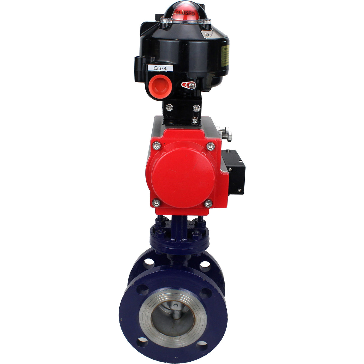 Water Butterfly Valve Elephant WBV3EX-3431M-1W-F-ISO, body material - Carbon steel, disk material - Stainless steel AISI 304, seal - Metal, pneumatic actuator PA-SA with return springs, 4M310-08 NAMUR 24V, LSU APL-510N EX, ATU AFC2000