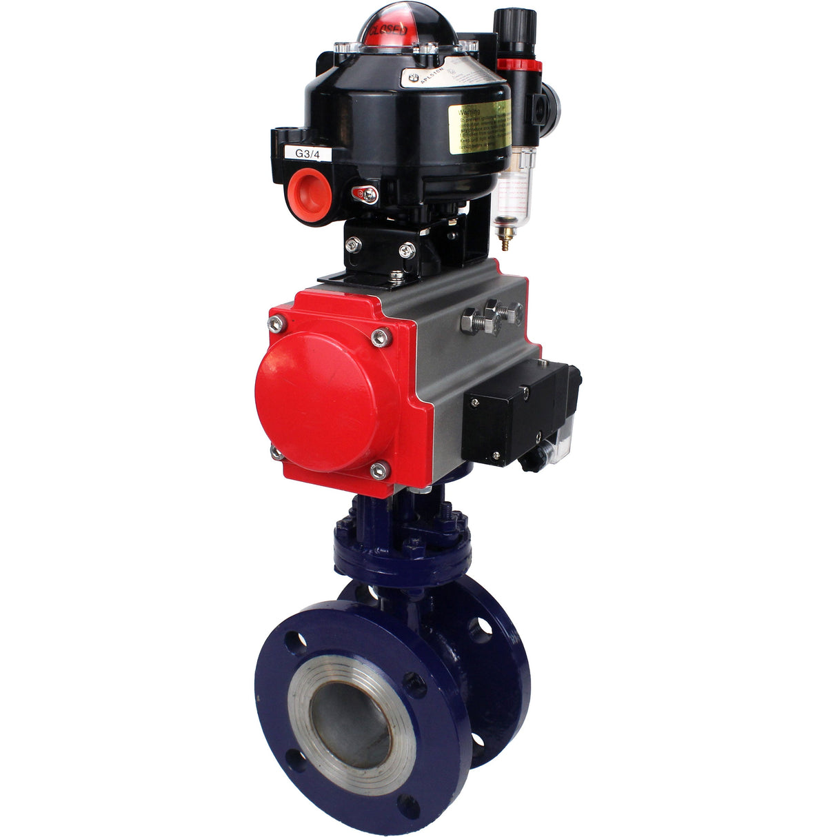 Water Butterfly Valve Elephant WBV3EX-3431M-1W-F-ISO, body material - Carbon steel, disk material - Stainless steel AISI 304, seal - Metal, pneumatic actuator PA-SA with return springs, 4M310-08 NAMUR 24V, LSU APL-510N EX, ATU AFC2000