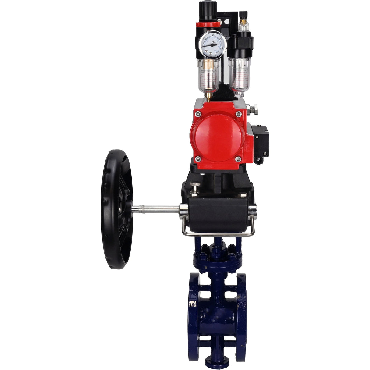 Water Butterfly Valve Elephant WBV3EX-3432M-1W-F-ISO, body material - Carbon steel, disk material - Stainless steel AISI 316, seal - Metal, pneumatic actuator PA-DA double action, 4M310-08 NAMUR 24V handwheel MON, ATU AFC2000
