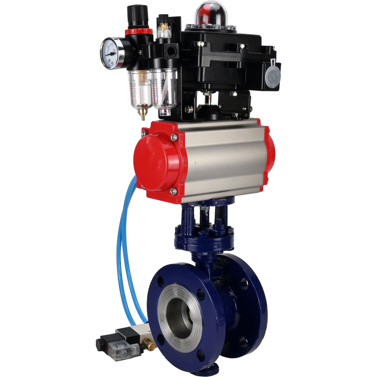 Water Butterfly Valve Elephant WBV3EX-3432M-1W-F-ISO, body material - Carbon steel, disk material - Stainless steel AISI 316, seal - Metal, pneumatic actuator PA-SA with return springs, 4V320-10 220V, LSU APL-410N EX ATU AFC2000