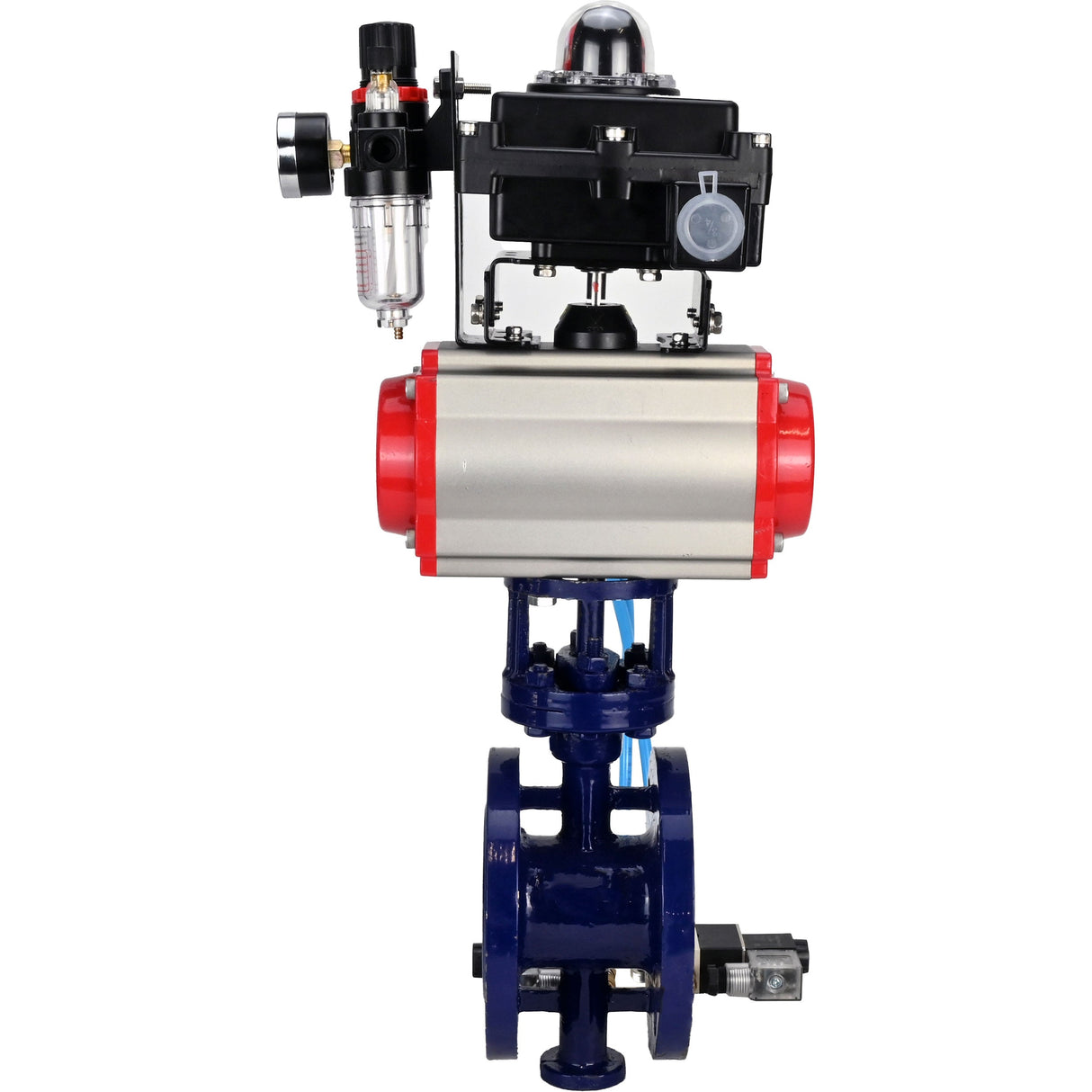 Water Butterfly Valve Elephant WBV3EX-3432M-1W-F-ISO, body material - Carbon steel, disk material - Stainless steel AISI 316, seal - Metal, pneumatic actuator PA-SA with return springs, 4V320-10 220V, LSU APL-410N EX ATU AFC2000