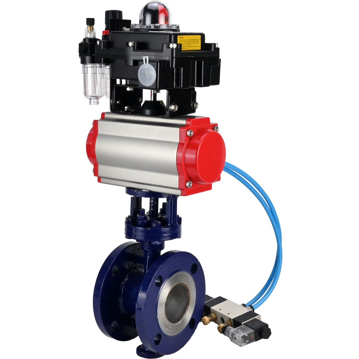Water Butterfly Valve Elephant WBV3EX-3432M-1W-F-ISO, body material - Carbon steel, disk material - Stainless steel AISI 316, seal - Metal, pneumatic actuator PA-SA with return springs, 4V320-10 220V, LSU APL-410N EX ATU AFC2000