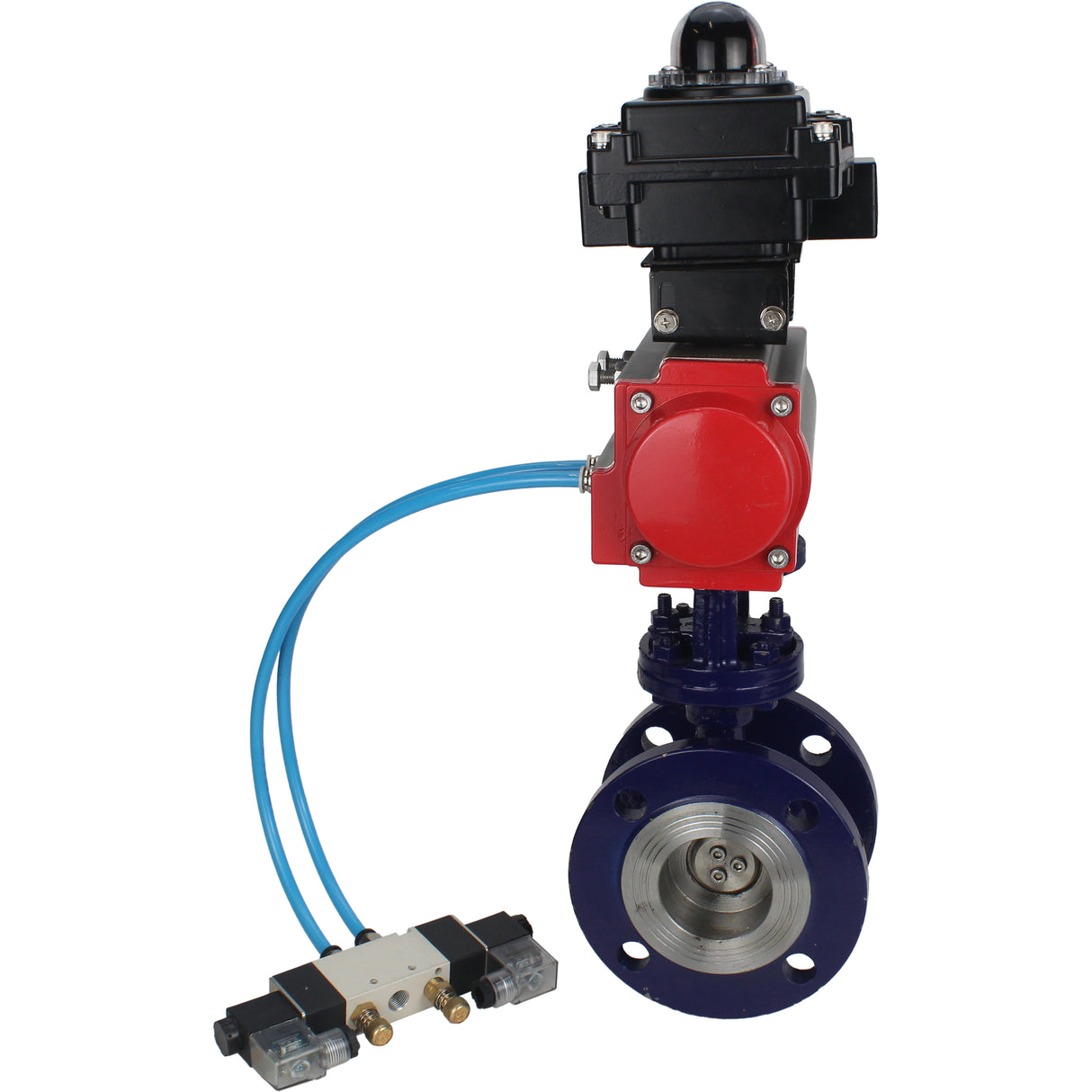 Water Butterfly Valve Elephant WBV3EX-3431M-1W-F-ISO, body material - Carbon steel, disk material - Stainless steel AISI 304, seal - Metal, pneumatic actuator PA-SA with return springs, 4V320-08 220V, LSU APL-410N EX