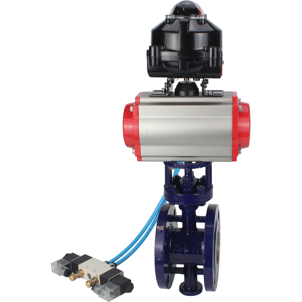 Water Butterfly Valve Elephant WBV3EX-3431M-1W-F-ISO, body material - Carbon steel, disk material - Stainless steel AISI 304, seal - Metal, pneumatic actuator PA-SA with return springs, 4V320-08 220V, LSU APL-510N EX