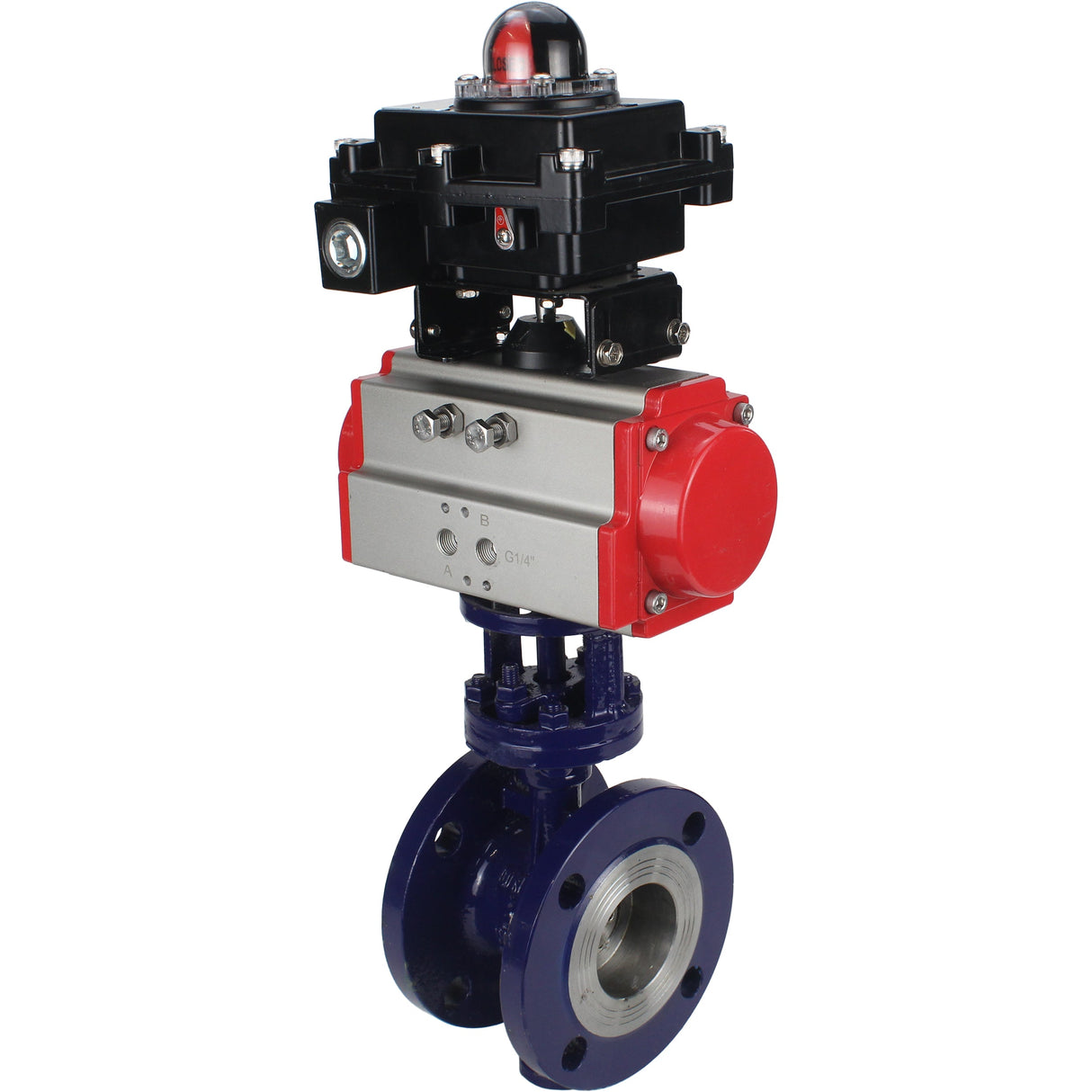 Water Butterfly Valve Elephant WBV3EX-3431M-1W-F-ISO, body material - Carbon steel, disk material - Stainless steel AISI 304, seal - Metal, pneumatic actuator PA-DA double action, LSU APL-410N EX