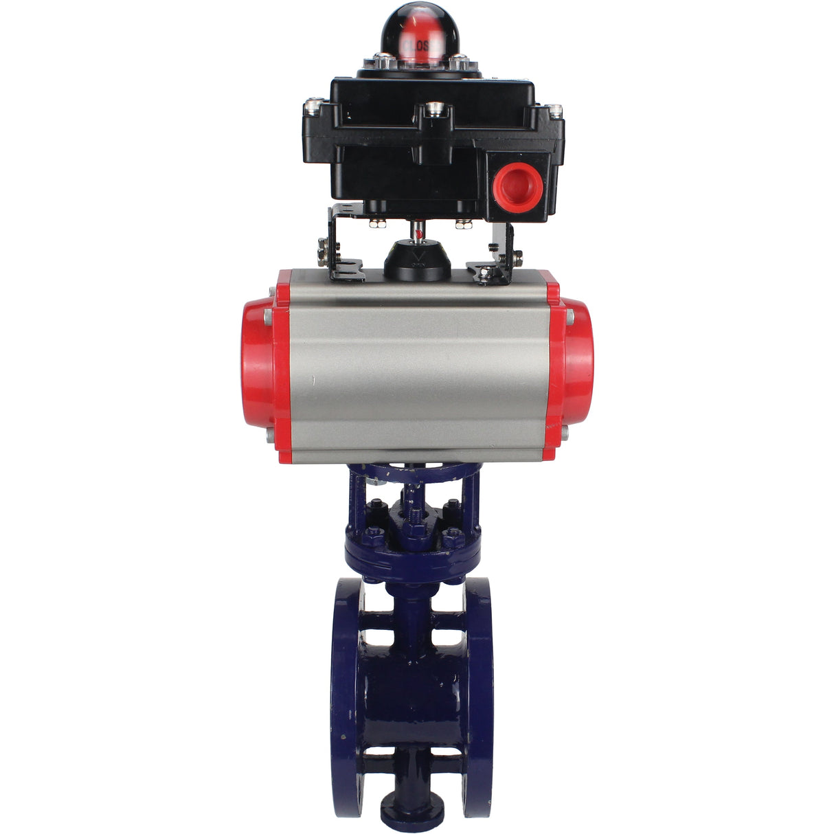 Water Butterfly Valve Elephant WBV3EX-3431M-1W-F-ISO, body material - Carbon steel, disk material - Stainless steel AISI 304, seal - Metal, pneumatic actuator PA-DA double action, LSU APL-410N EX