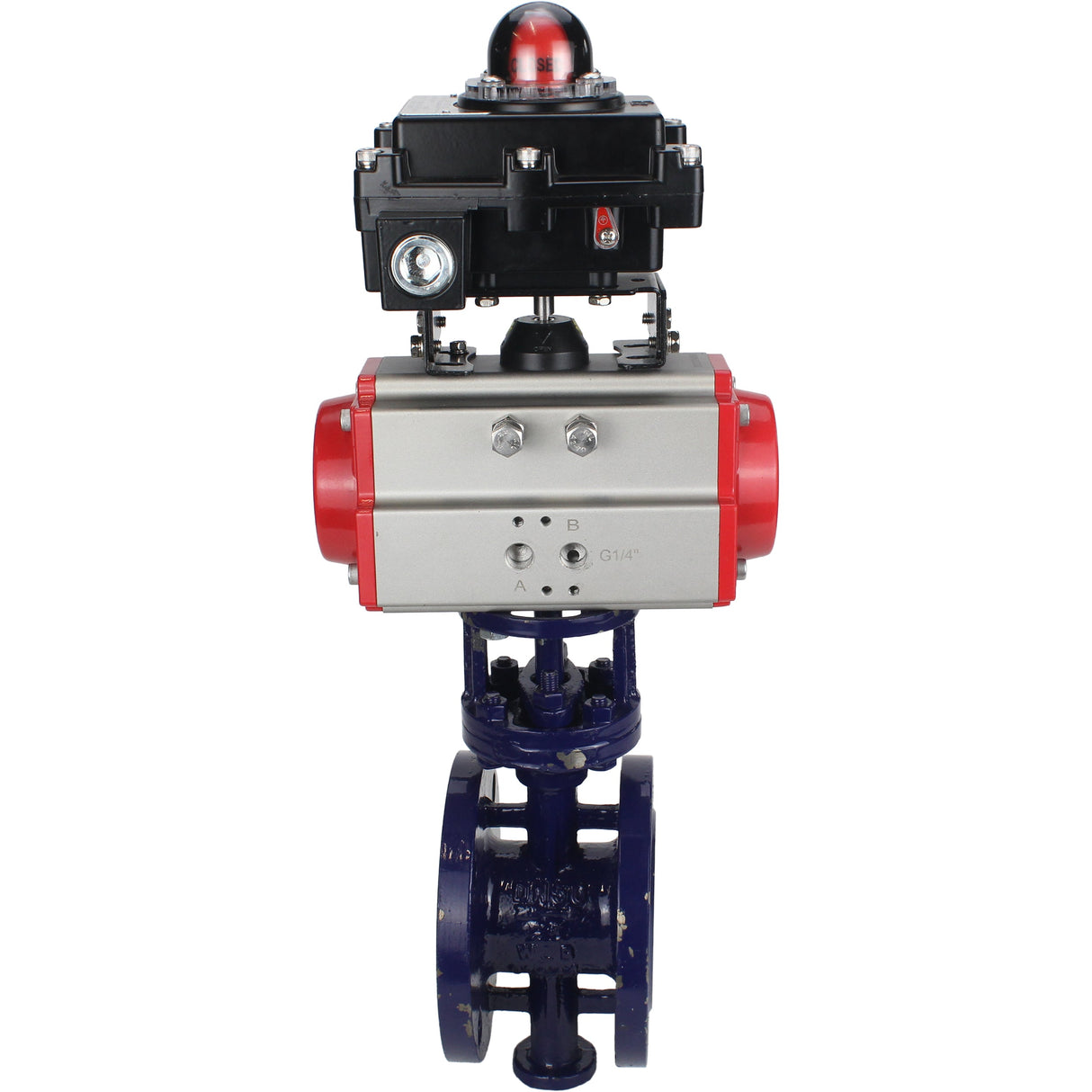 Water Butterfly Valve Elephant WBV3EX-3431M-1W-F-ISO, body material - Carbon steel, disk material - Stainless steel AISI 304, seal - Metal, pneumatic actuator PA-SA with return springs, , LSU APL-410N EX