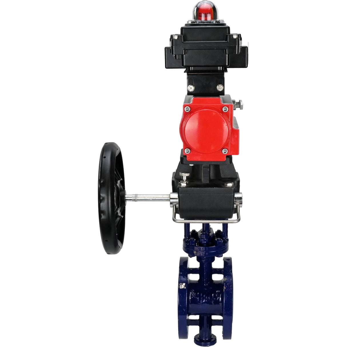 Water Butterfly Valve Elephant WBV3EX-3432M-1W-F-ISO, body material - Carbon steel, disk material - Stainless steel AISI 316, seal - Metal, pneumatic actuator PA-DA double action, LSU APL-410N EX, handwheel MON