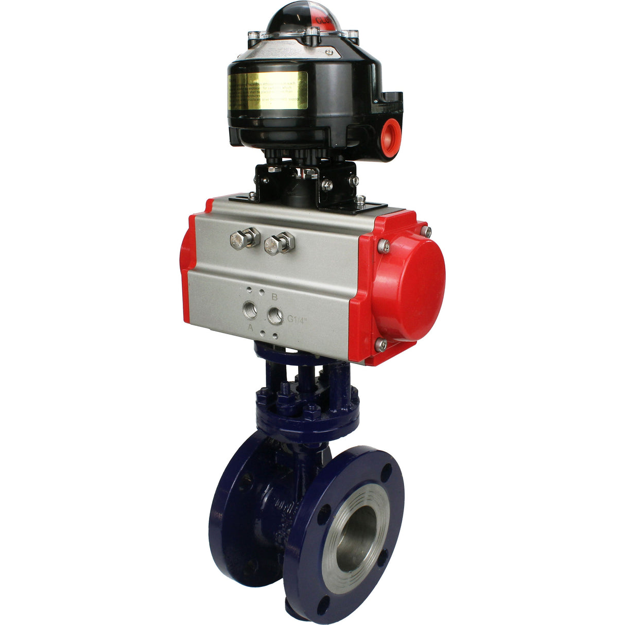 Water Butterfly Valve Elephant WBV3EX-3432M-1W-F-ISO, body material - Carbon steel, disk material - Stainless steel AISI 316, seal - Metal, pneumatic actuator PA-DA double action, LSU APL-510N EX