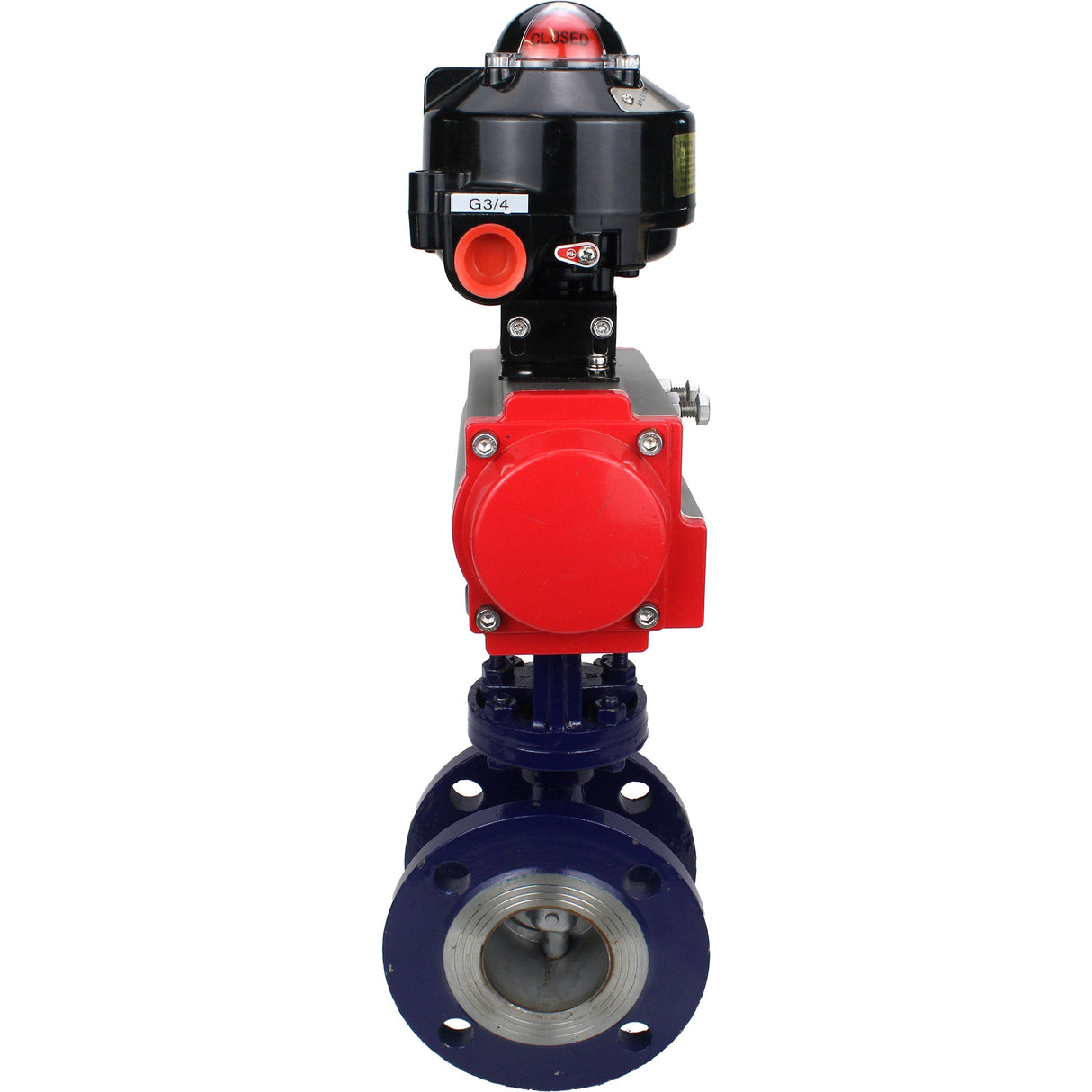 Water Butterfly Valve Elephant WBV3EX-3432M-1W-F-ISO, body material - Carbon steel, disk material - Stainless steel AISI 316, seal - Metal, pneumatic actuator PA-DA double action, LSU APL-510N EX