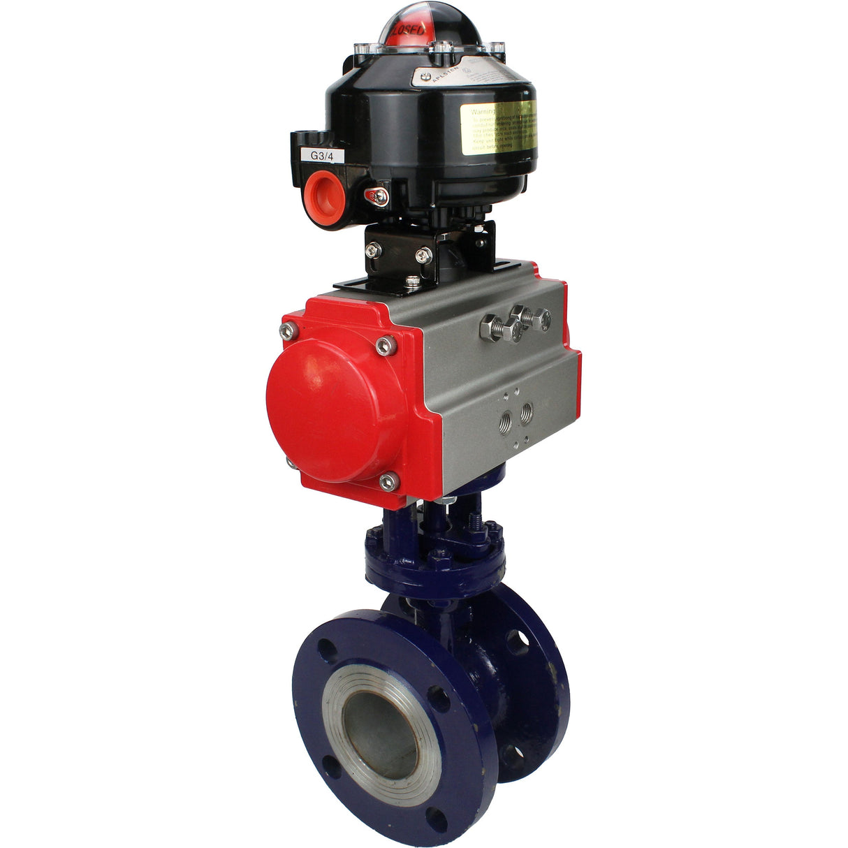 Water Butterfly Valve Elephant WBV3EX-3432M-1W-F-ISO, body material - Carbon steel, disk material - Stainless steel AISI 316, seal - Metal, pneumatic actuator PA-DA double action, LSU APL-510N EX