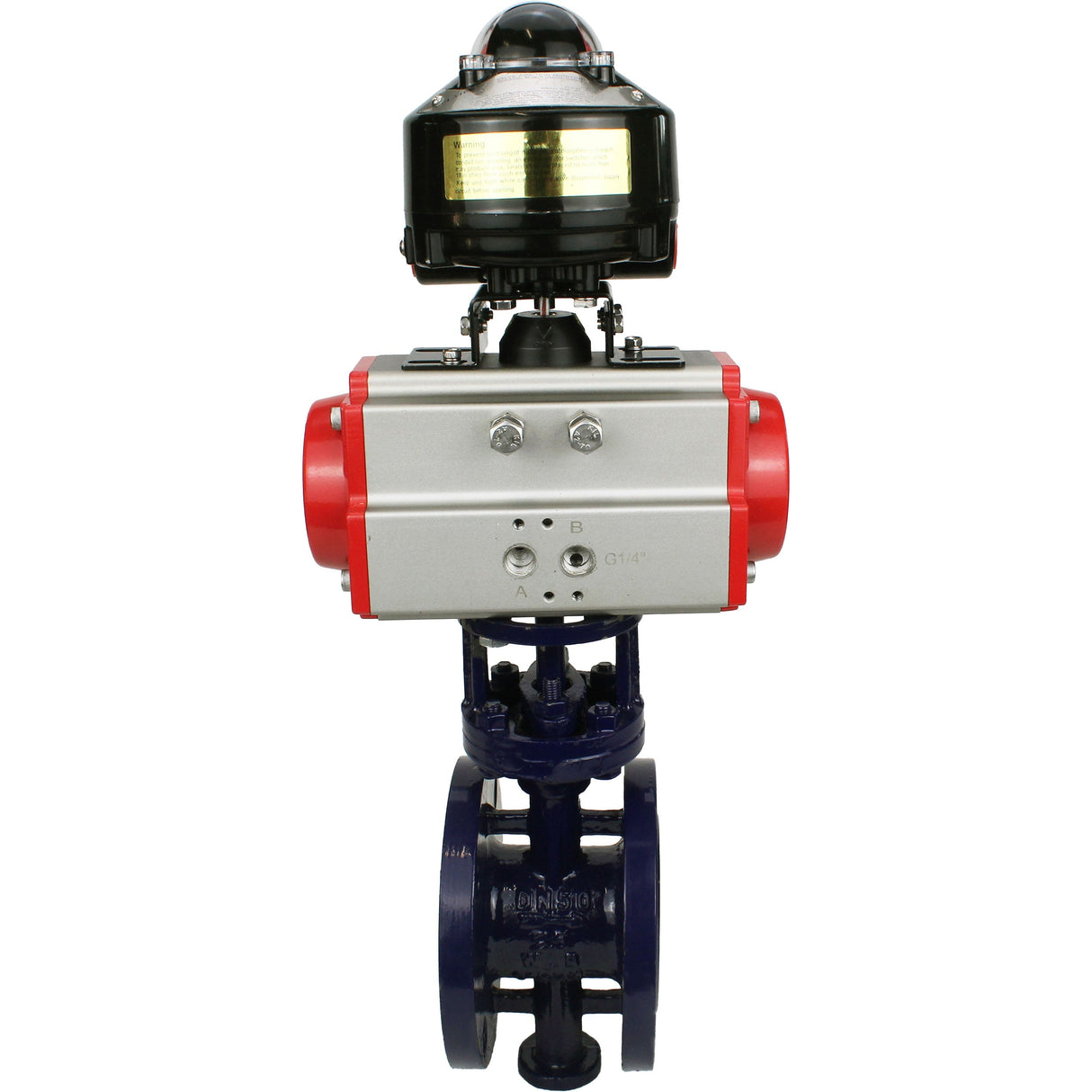 Water Butterfly Valve Elephant WBV3EX-3431M-1W-F-ISO, body material - Carbon steel, disk material - Stainless steel AISI 304, seal - Metal, pneumatic actuator PA-DA double action, LSU APL-510N EX