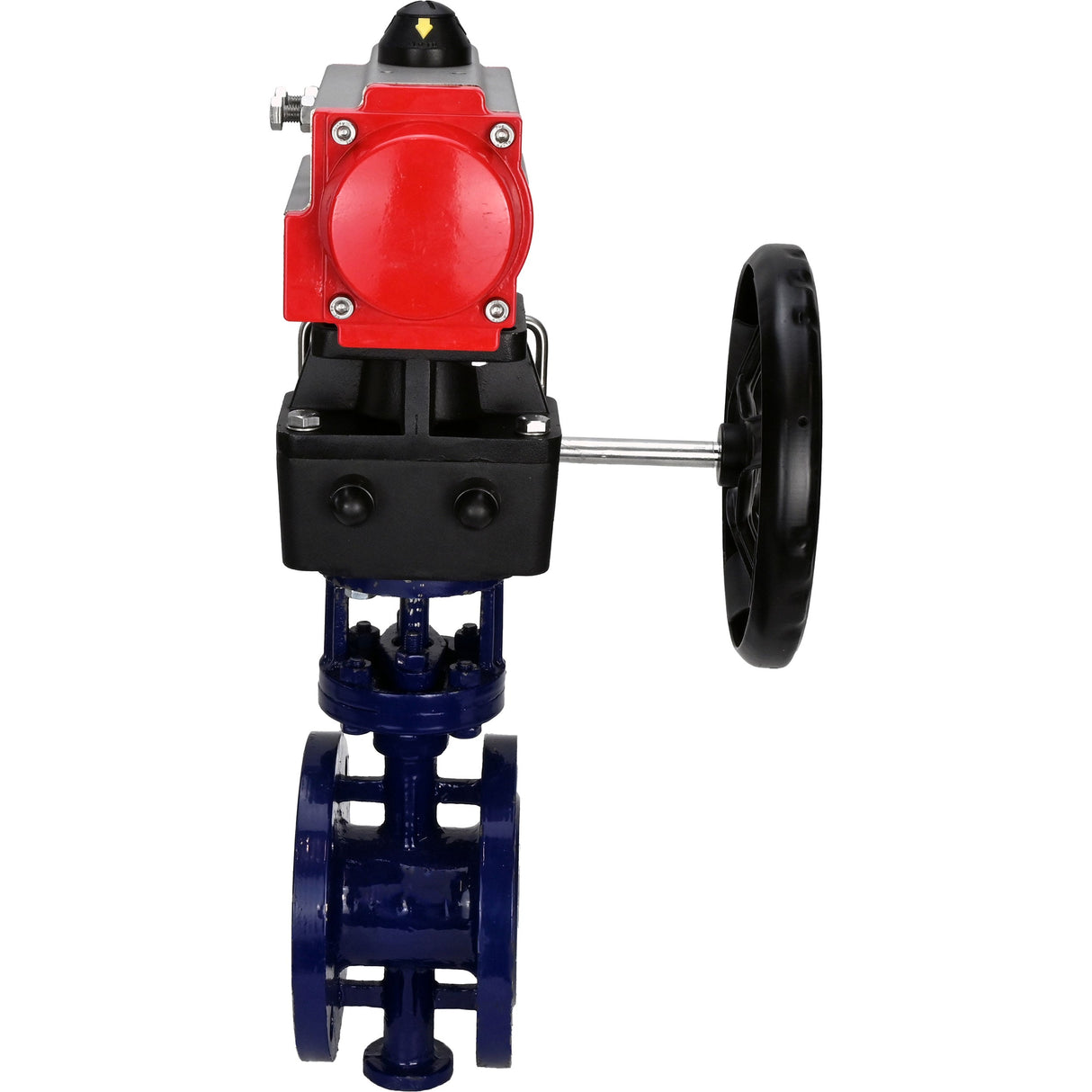 Water Butterfly Valve Elephant WBV3EX-3431M-1W-F-ISO, body material - Carbon steel, disk material - Stainless steel AISI 304, seal - Metal, pneumatic actuator PA-DA double action handwheel MON,