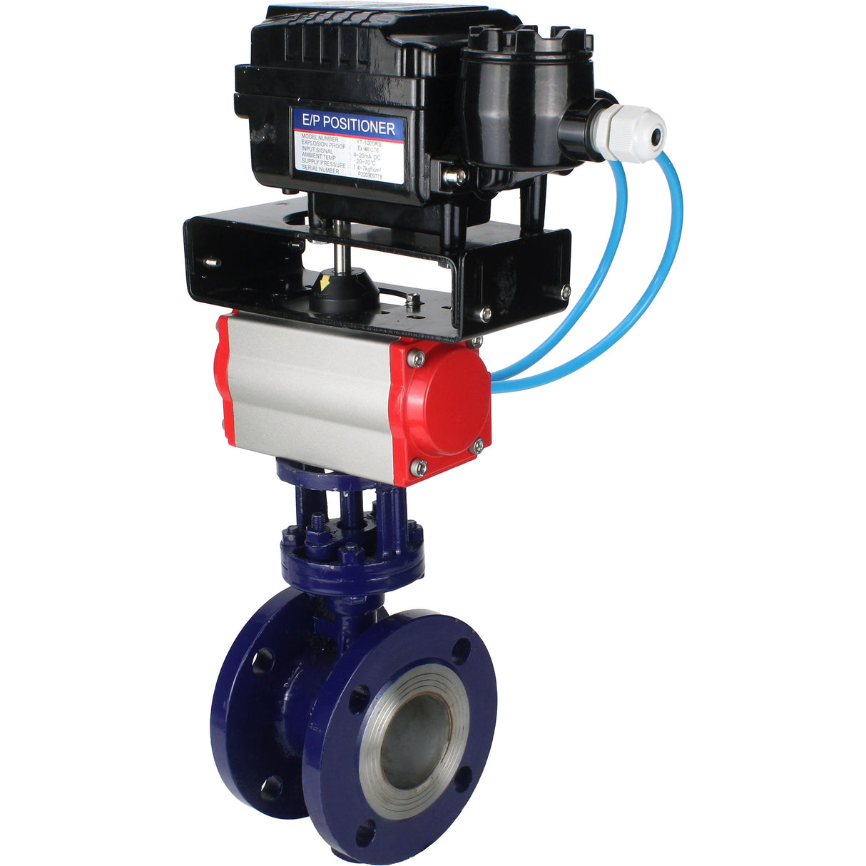 Water Butterfly Valve Elephant WBV3EX-3432M-1W-F-ISO, body material - Carbon steel, disk material - Stainless steel AISI 316, seal - Metal, pneumatic actuator , PA-SA with return springs, positioner YT-1000RSN without feedback