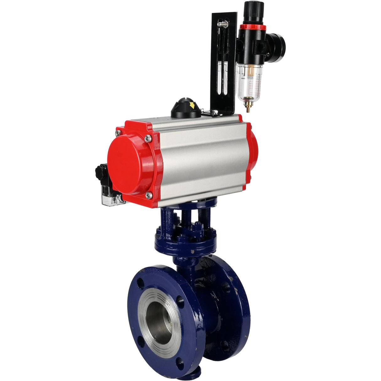 Water Butterfly Valve Elephant WBV3EX-3432M-1W-F-ISO, body material - Carbon steel, disk material - Stainless steel AISI 316, seal - Metal, pneumatic actuator PA-SA with return springs, 4M310-08 NAMUR 220V ATU AFC2000