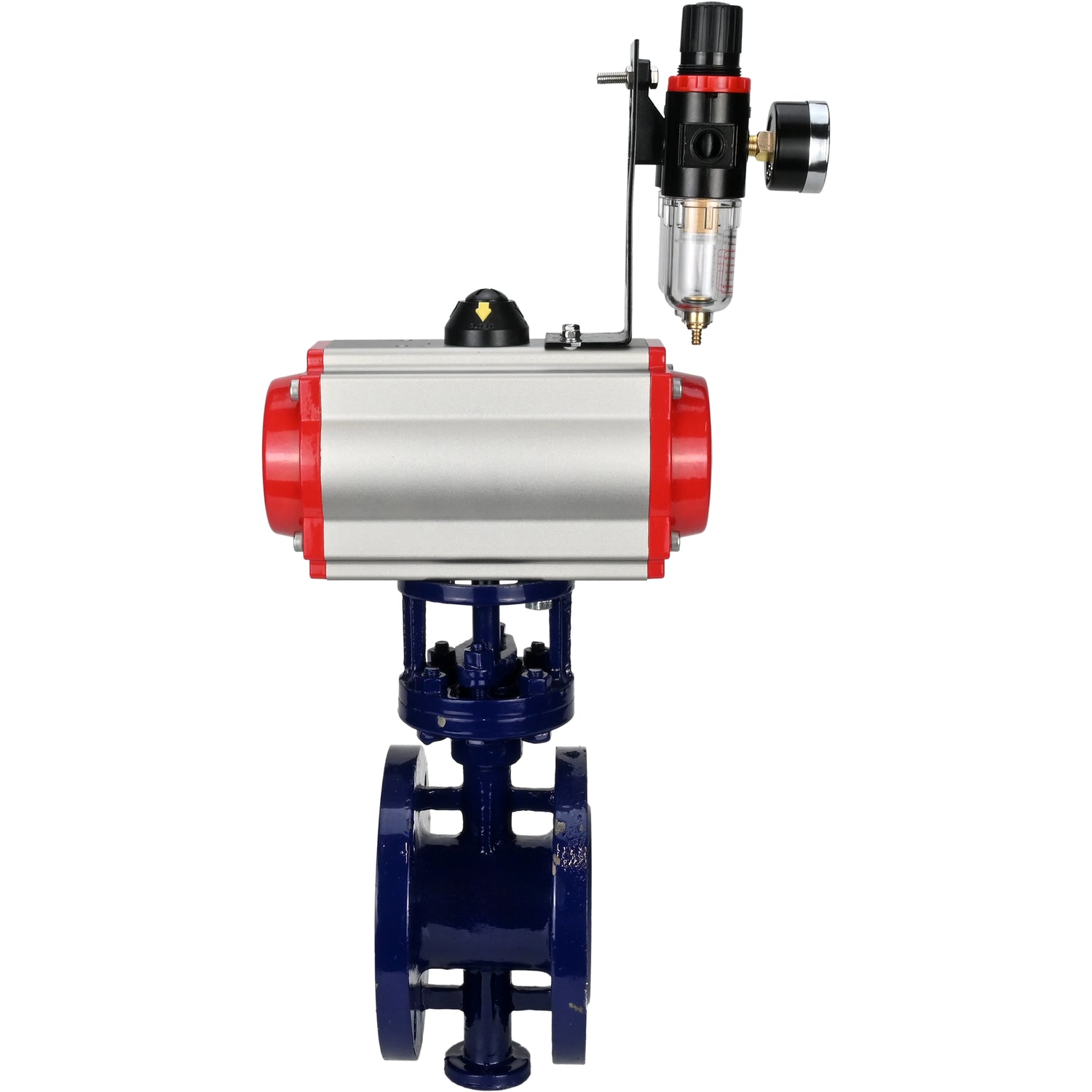 Water Butterfly Valve Elephant WBV3EX-3432M-1W-F-ISO, body material - Carbon steel, disk material - Stainless steel AISI 316, seal - Metal, pneumatic actuator PA-SA with return springs, 4M310-08 NAMUR 24V ATU AFC2000