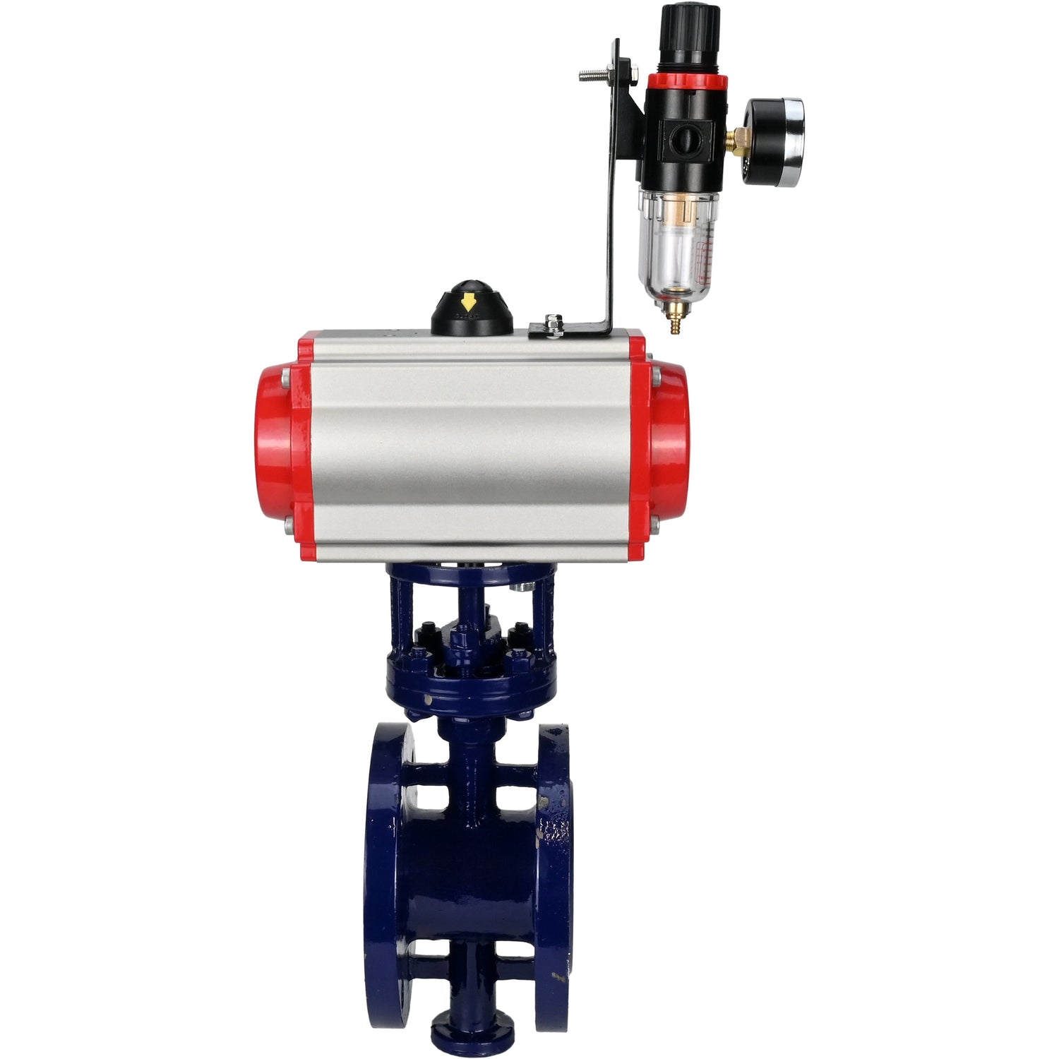 Water Butterfly Valve Elephant WBV3EX-3432M-1W-F-ISO, body material - Carbon steel, disk material - Stainless steel AISI 316, seal - Metal, pneumatic actuator PA-SA with return springs, 4M310-08 NAMUR 24V ATU AFC2000