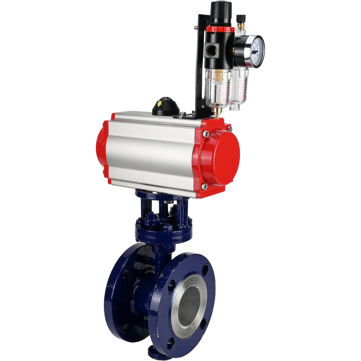 Water Butterfly Valve Elephant WBV3EX-3432M-1W-F-ISO, body material - Carbon steel, disk material - Stainless steel AISI 316, seal - Metal, pneumatic actuator PA-DA double action, 4M310-08 NAMUR 220V ATU AFC2000