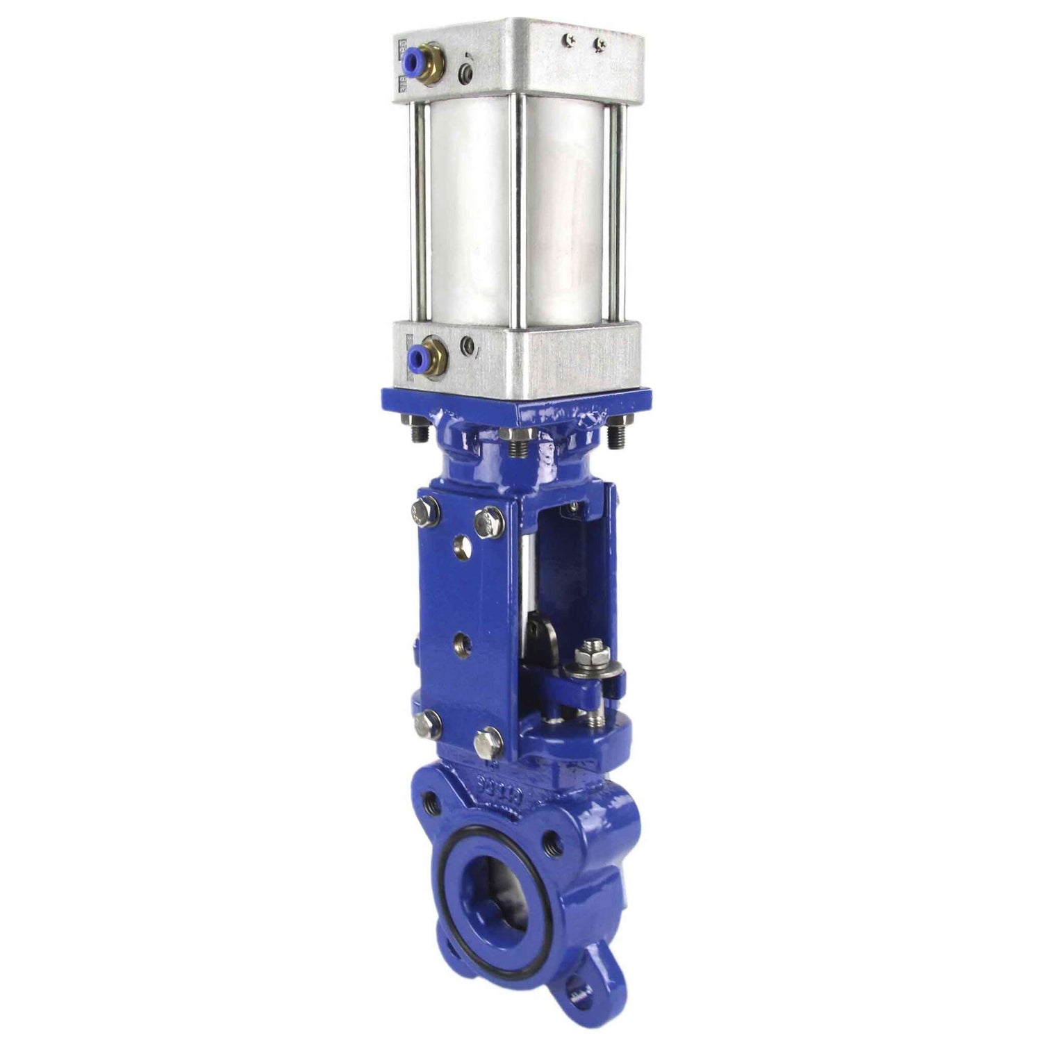 Knife gate valve Elephant GVKN1331E-2W-Fb-2P 10/6 bar, body material - cast iron GGG40, knife material - stainless steel AISI 304, seal - EPDM, pneumatic actuator