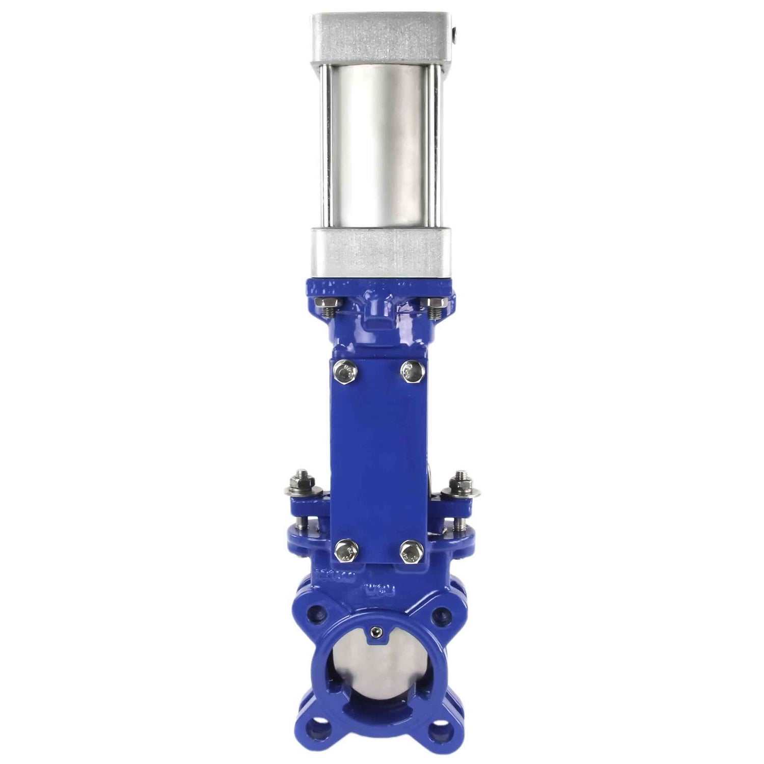 Knife gate valve Elephant GVKN3431M-1W-Fb-2P PN10, body material - Carbon Steel WCB, knife material - stainless steel AISI 304, seal - METAL, pneumatic actuator