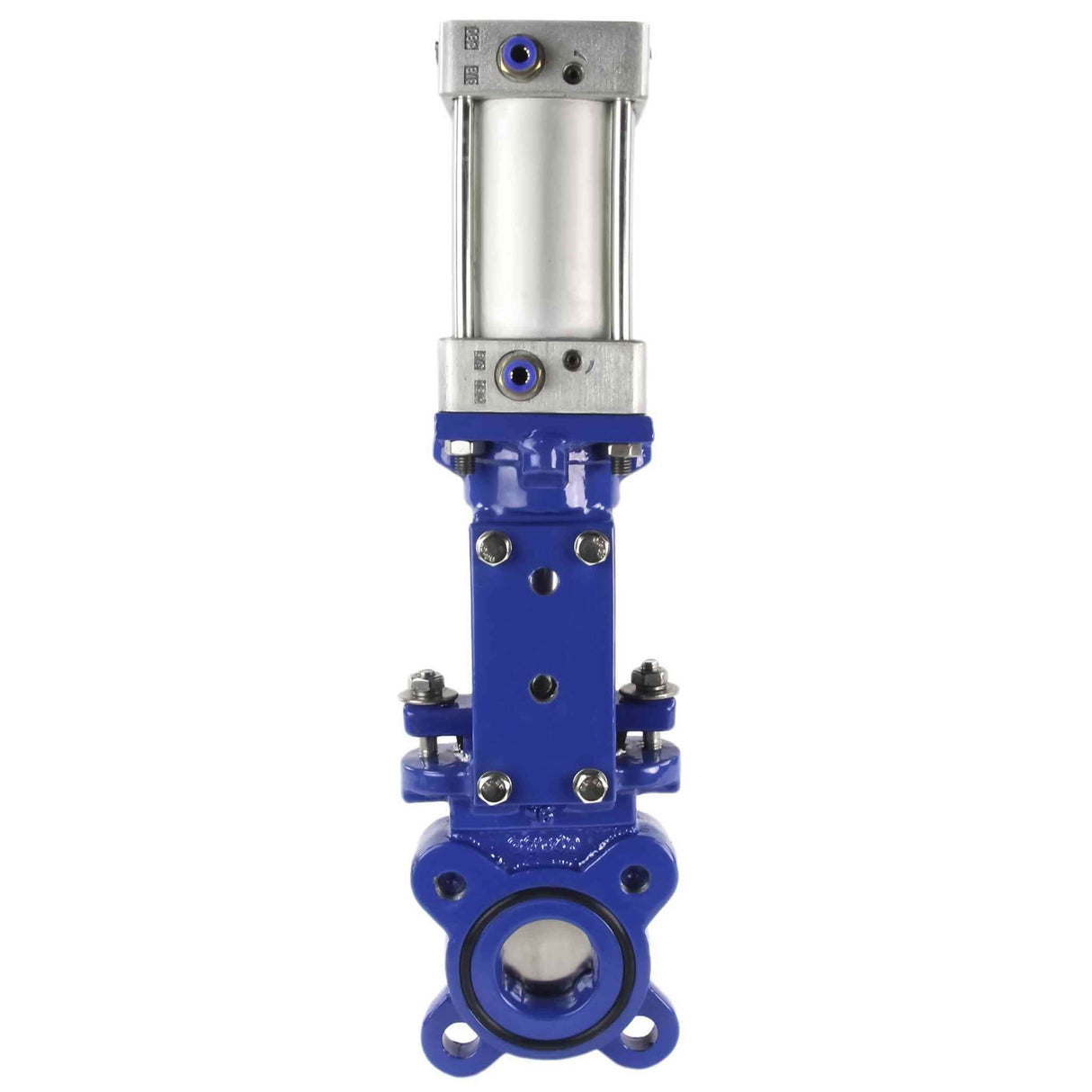 Knife gate valve Elephant GVKN1331E-2W-Fb-2P 10/6 bar, body material - cast iron GGG40, knife material - stainless steel AISI 304, seal - EPDM, pneumatic actuator
